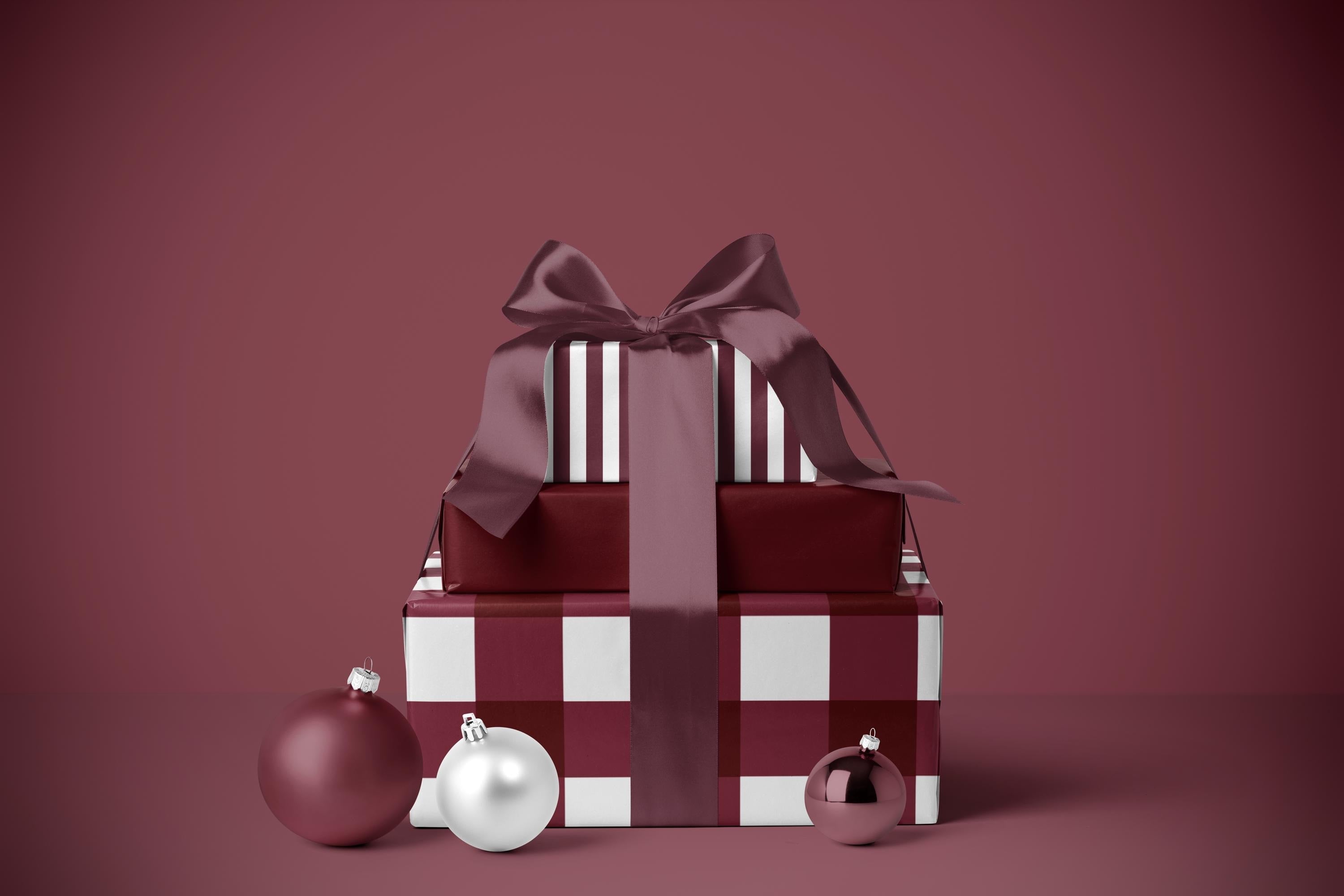 Burgundy Gingham Gift Wrap