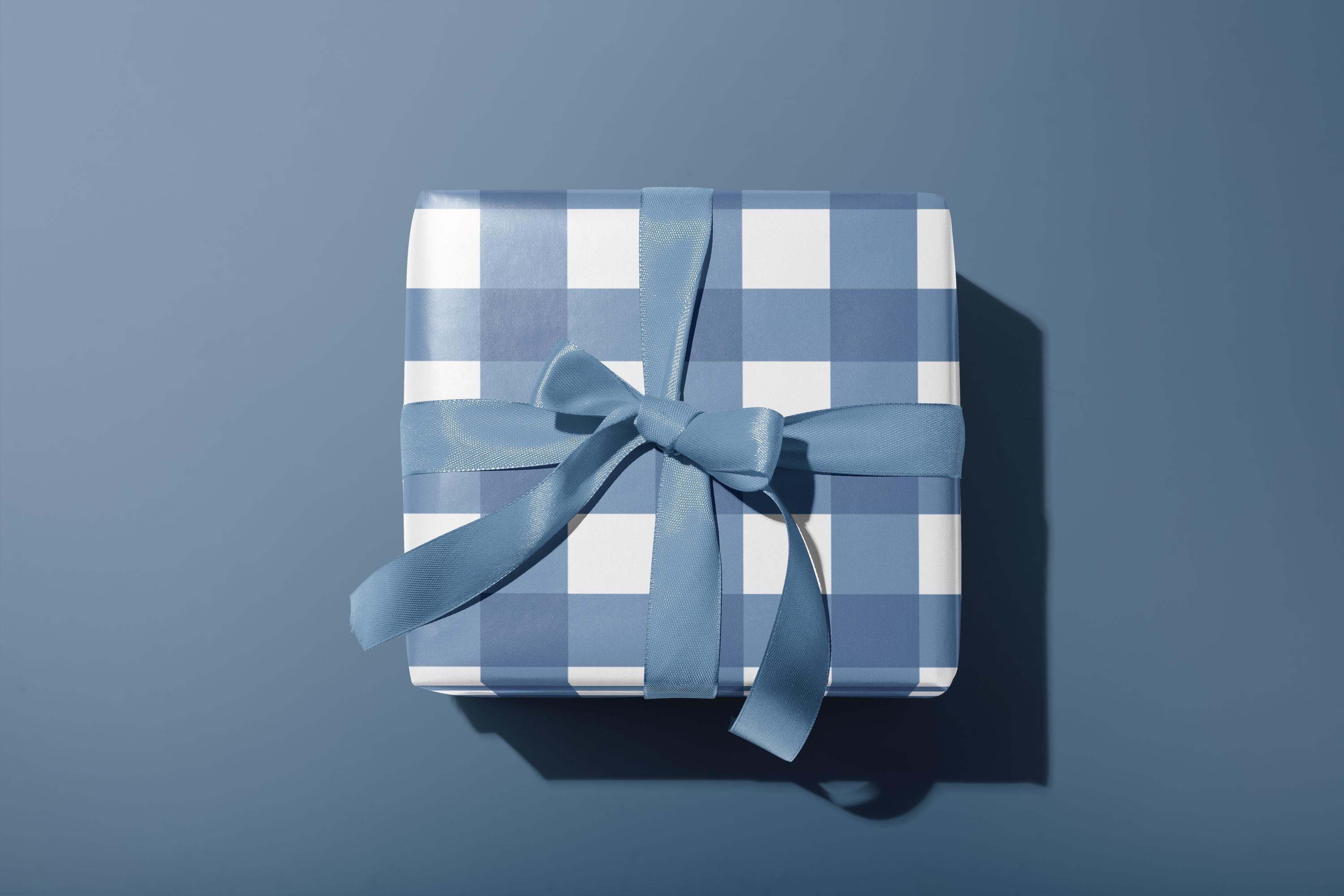 French Blue Gingham Wrapping Paper