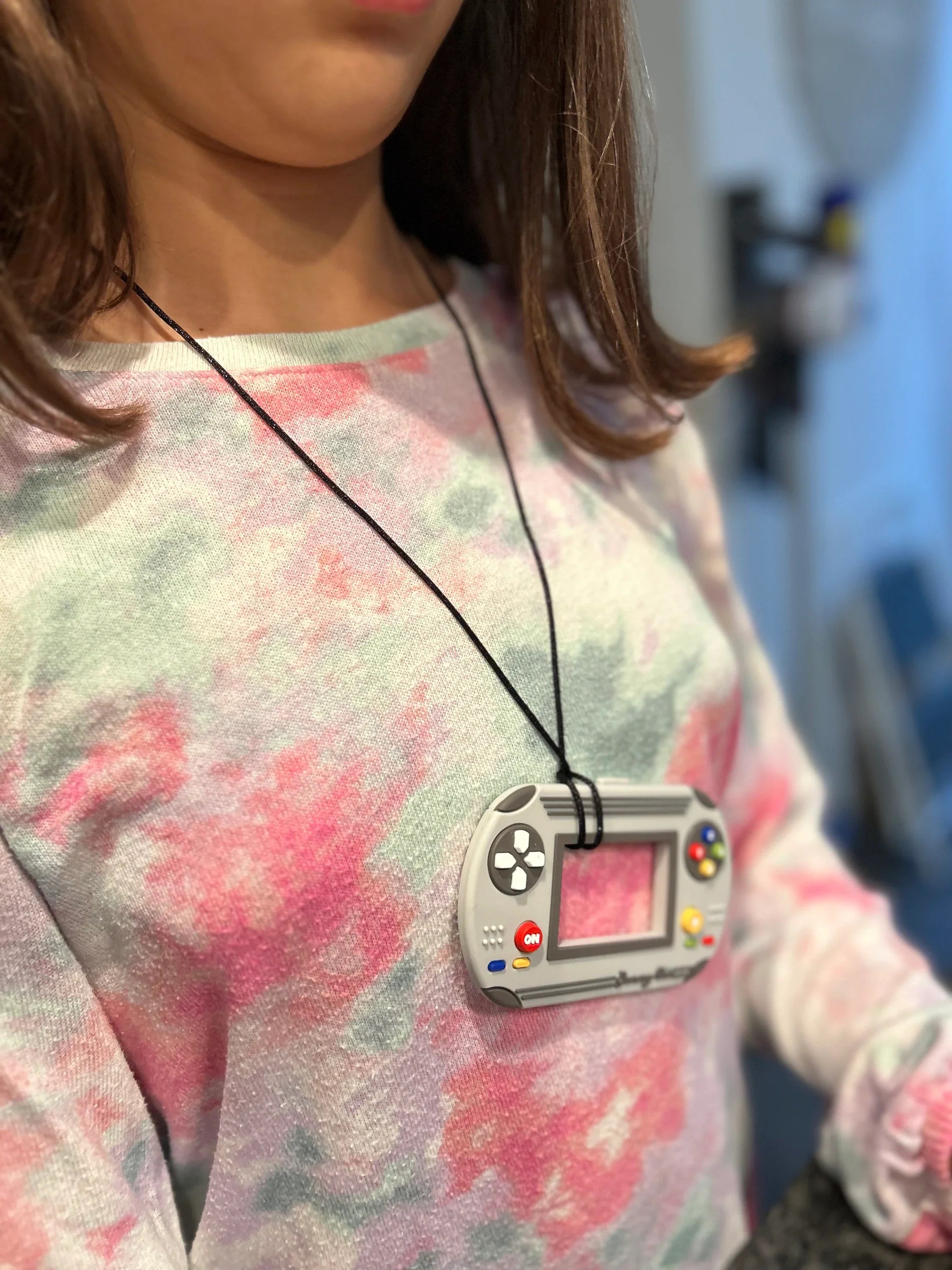 Cool Video Game Sensory Chew Pendant Necklace For Anxiety Relief - Safe For Kids
