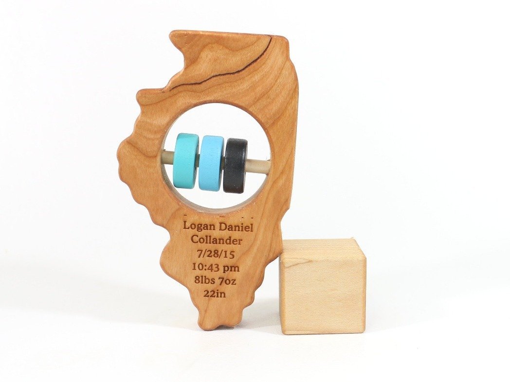 Illinois State Wooden Baby Rattle™