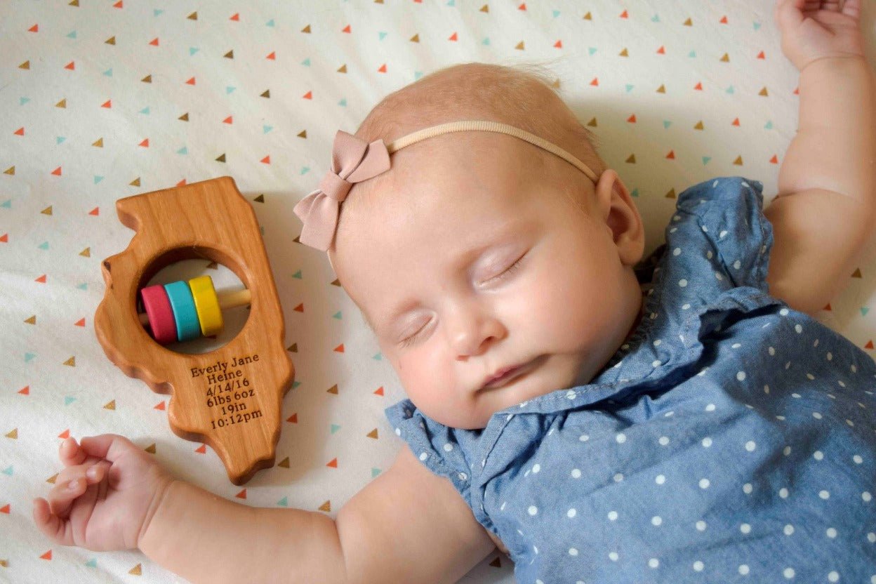 Illinois State Wooden Baby Rattle™