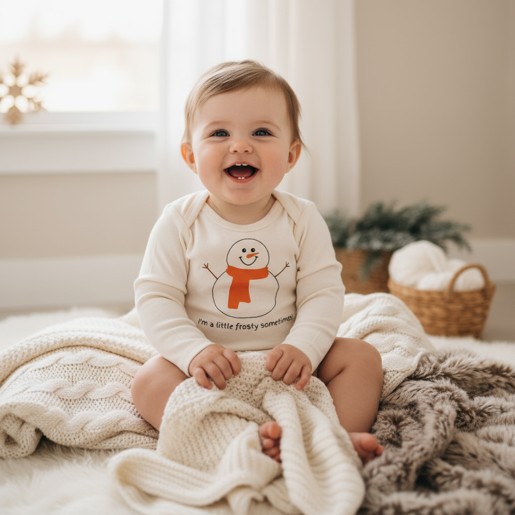 I'm A Little Frosty Sometimes Snowman Long Sleeve Baby Romper