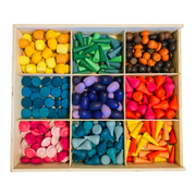 324 Pcs Mandala Loose Parts With Wooden Tray  Open-ended Play Set
