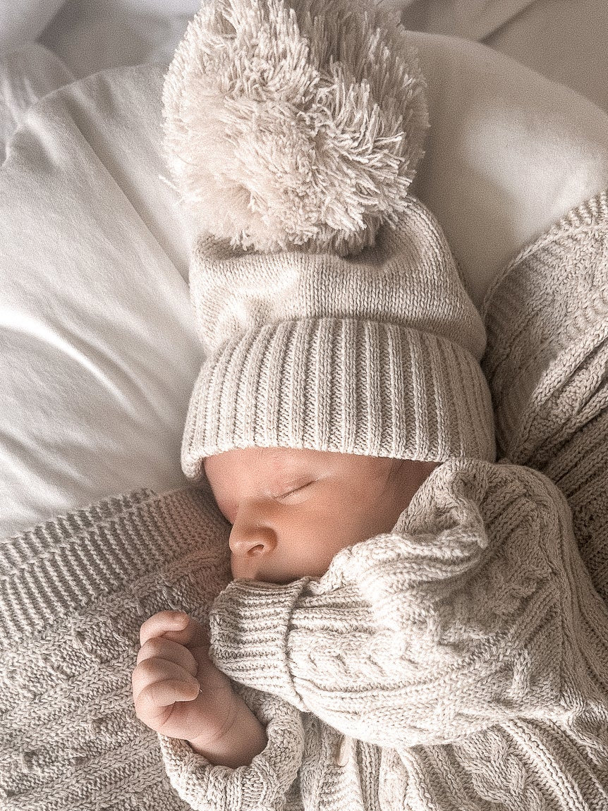 Luna + Luca Pom Beanie - Natural