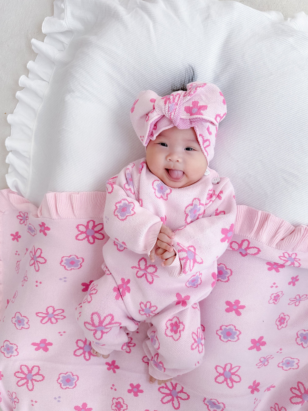 Wildflower Dreams Ruffle Baby Blanket - Powder Pink