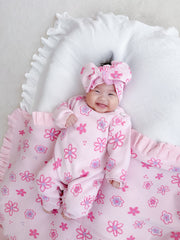 Wildflower Dreams Ruffle Baby Blanket - Powder Pink