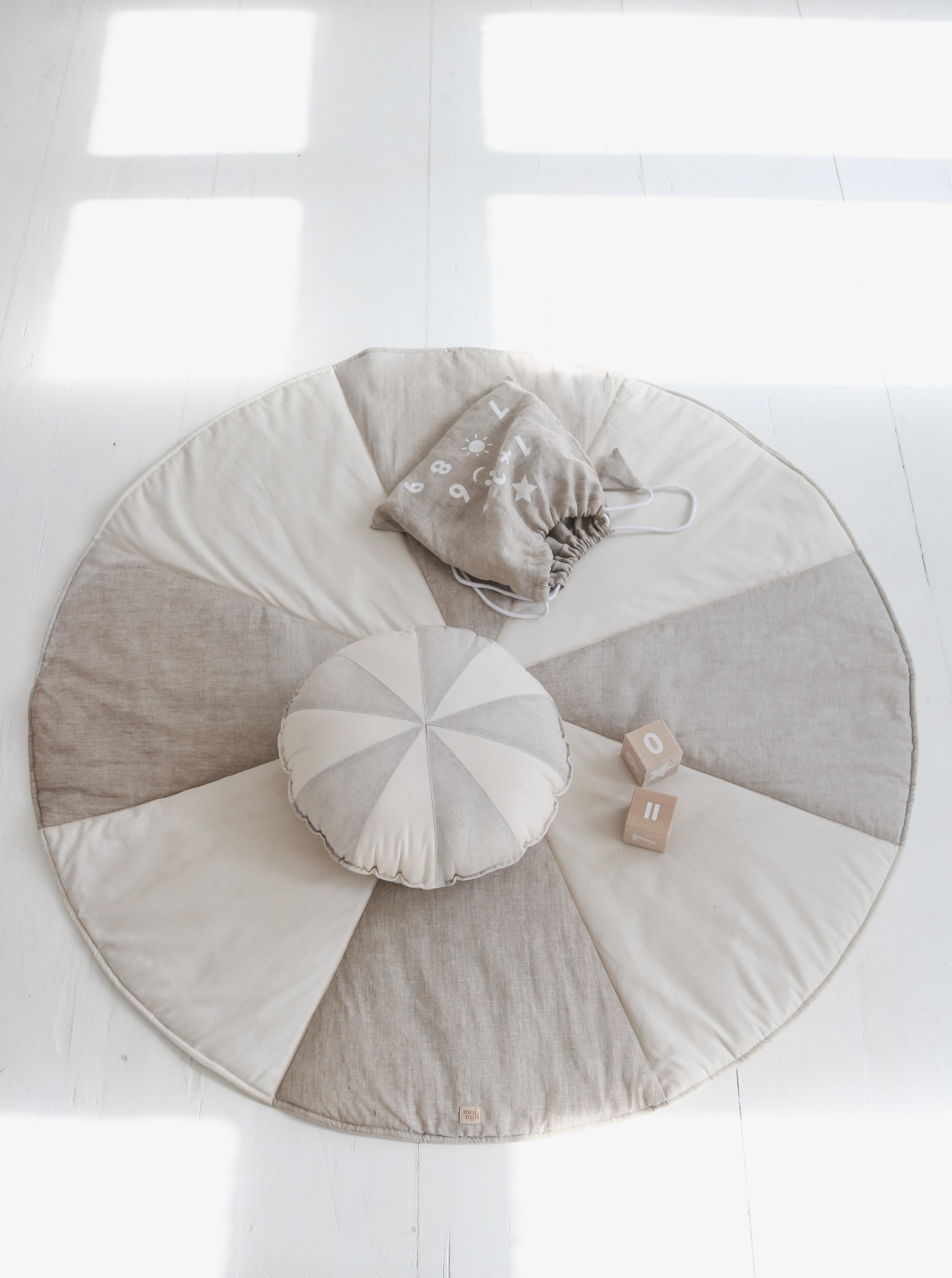 Cream Circus Round Patchwork Pillow