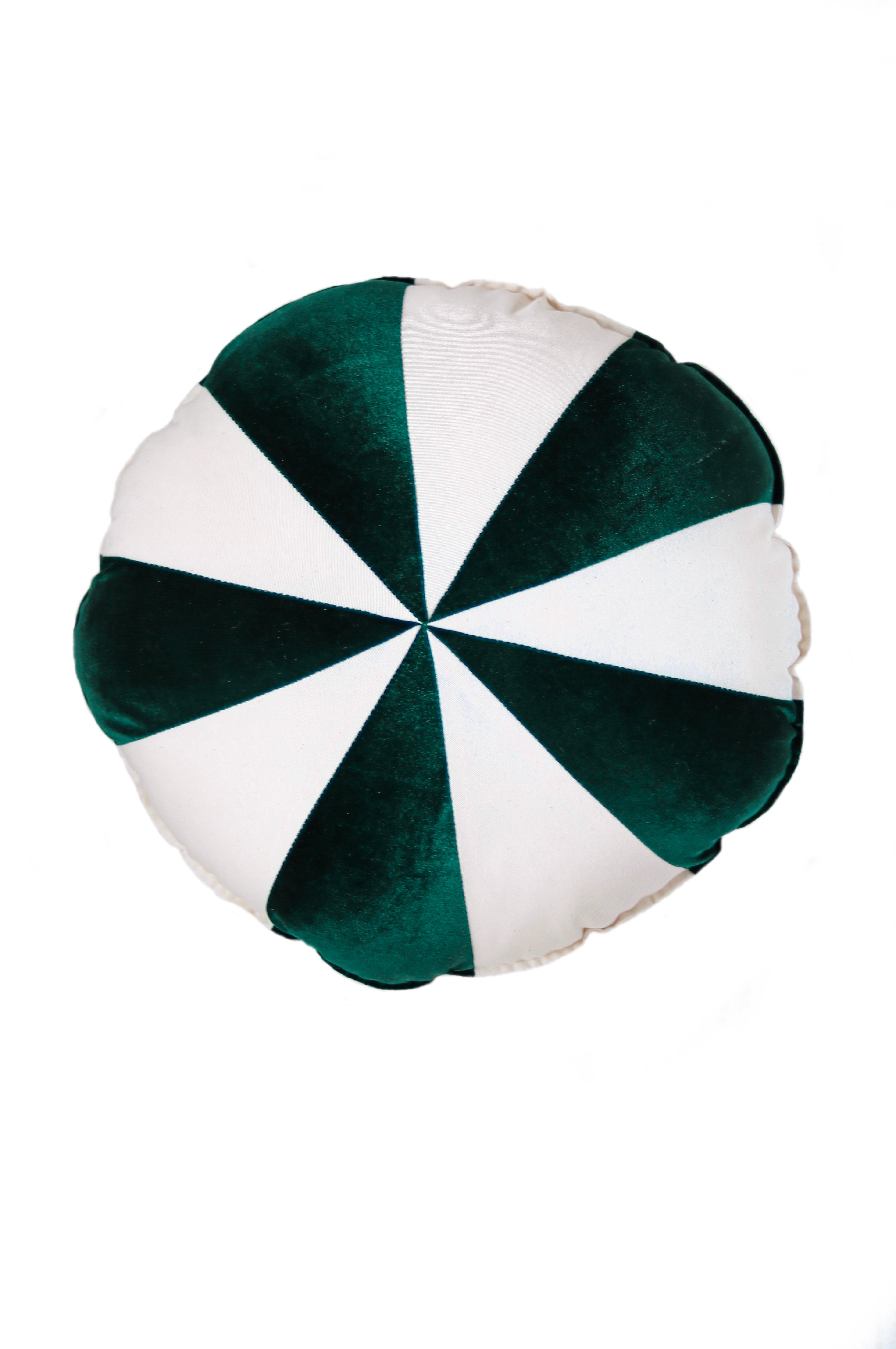 Green Circus Round Patchwork Pillow