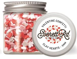Red, Pink, & White Clay Hearts Confetti In A Jar Everett Rd. By Cathe Holden