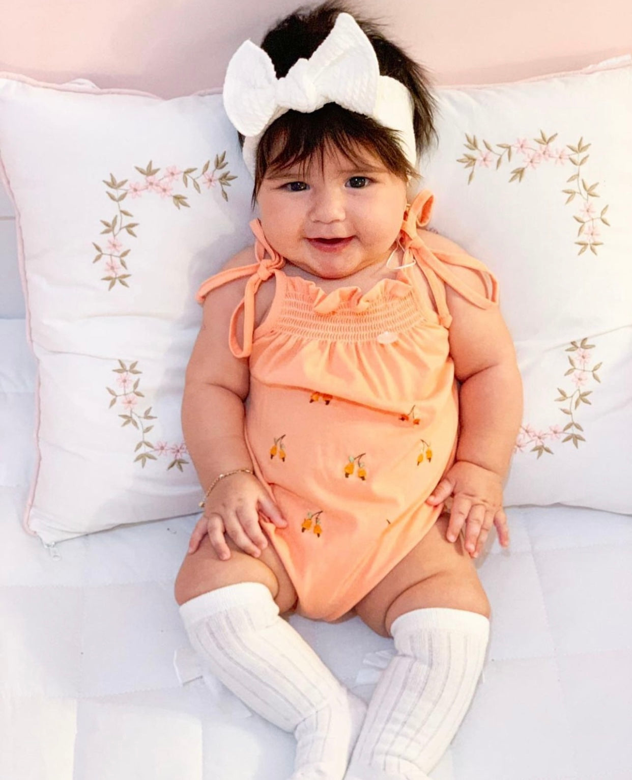 Smocked Bubble With Embroidered Cashew Fruit