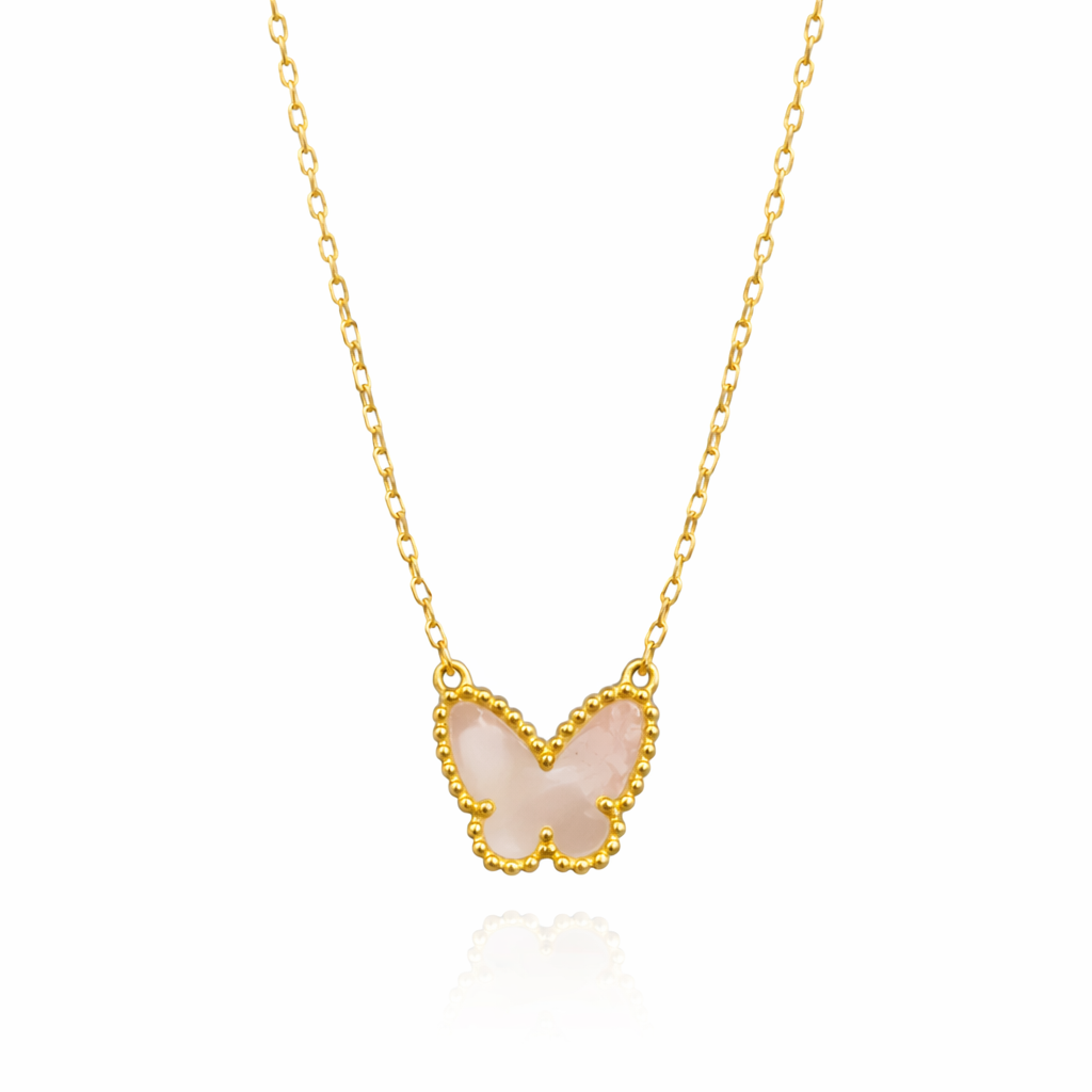 Mother Of Pearl Butterfly Pendant Necklace