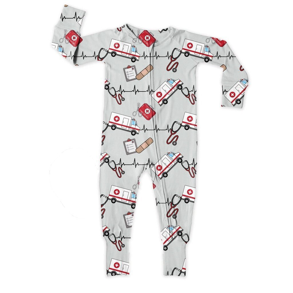 Bamboo Zipper Footie, Ems Hero