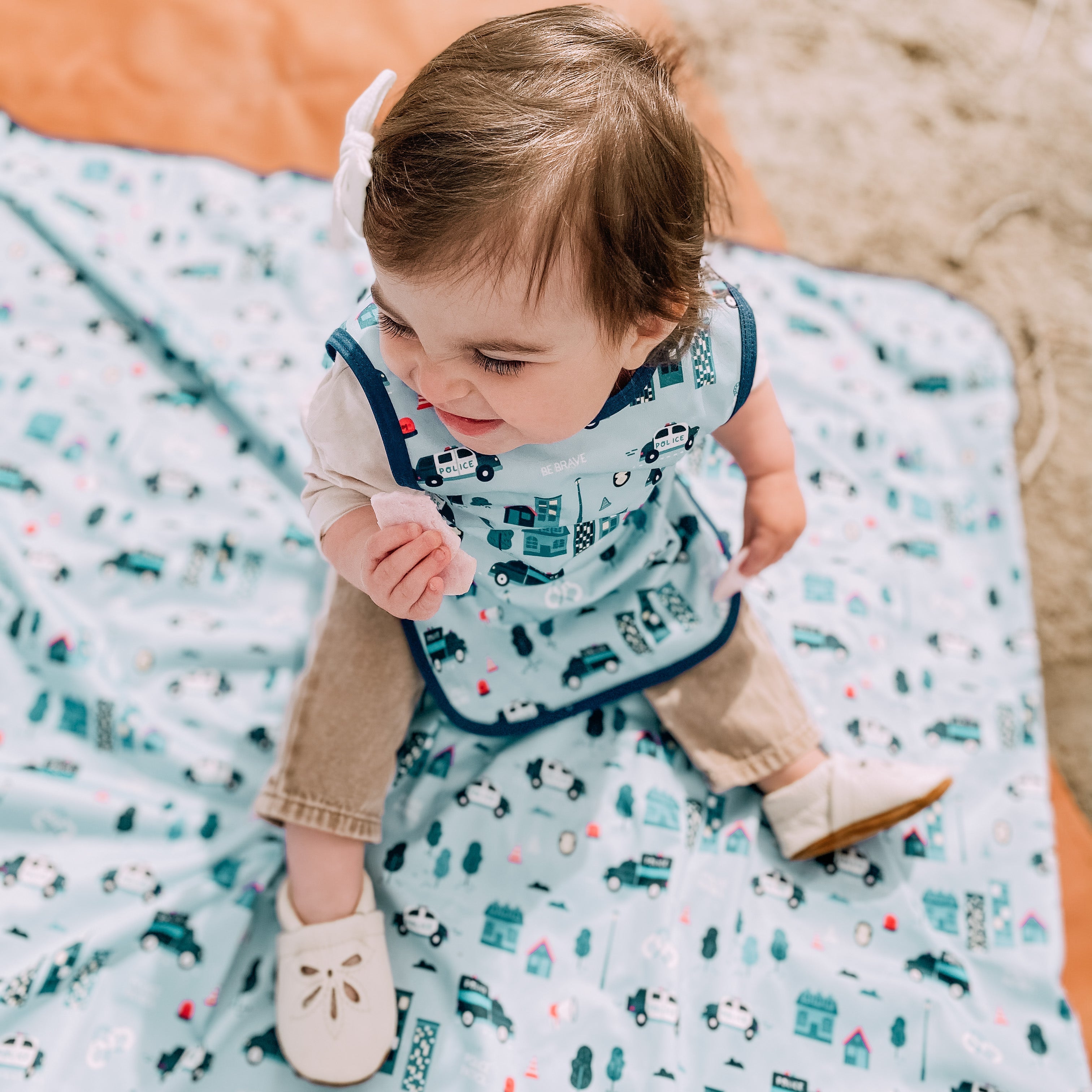 Be Brave - Police Patrol Splash Mat - A Waterproof Catch-all For Highchair Spills And More!