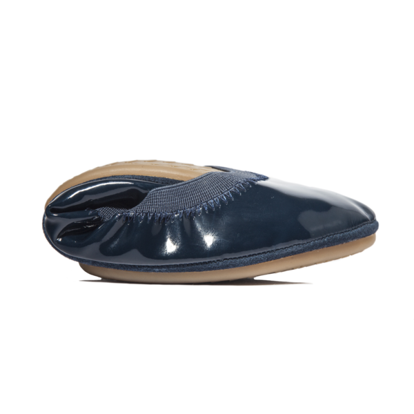 Samara Foldable Ballet Flat In Deep Navy Patent Leather