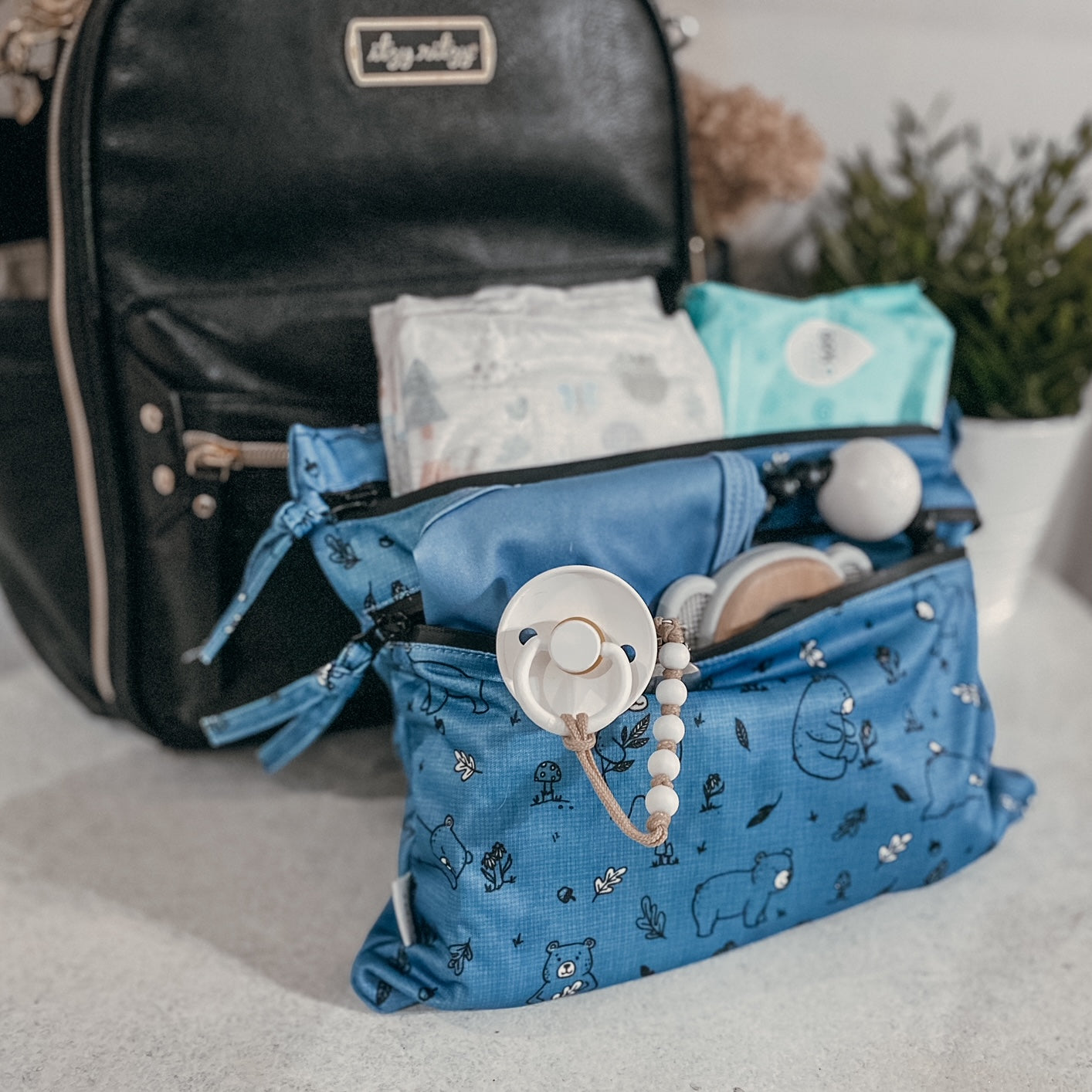 Bears In Blue - Waterproof Wet Bag (for Mealtime, On-the-go, And More!)