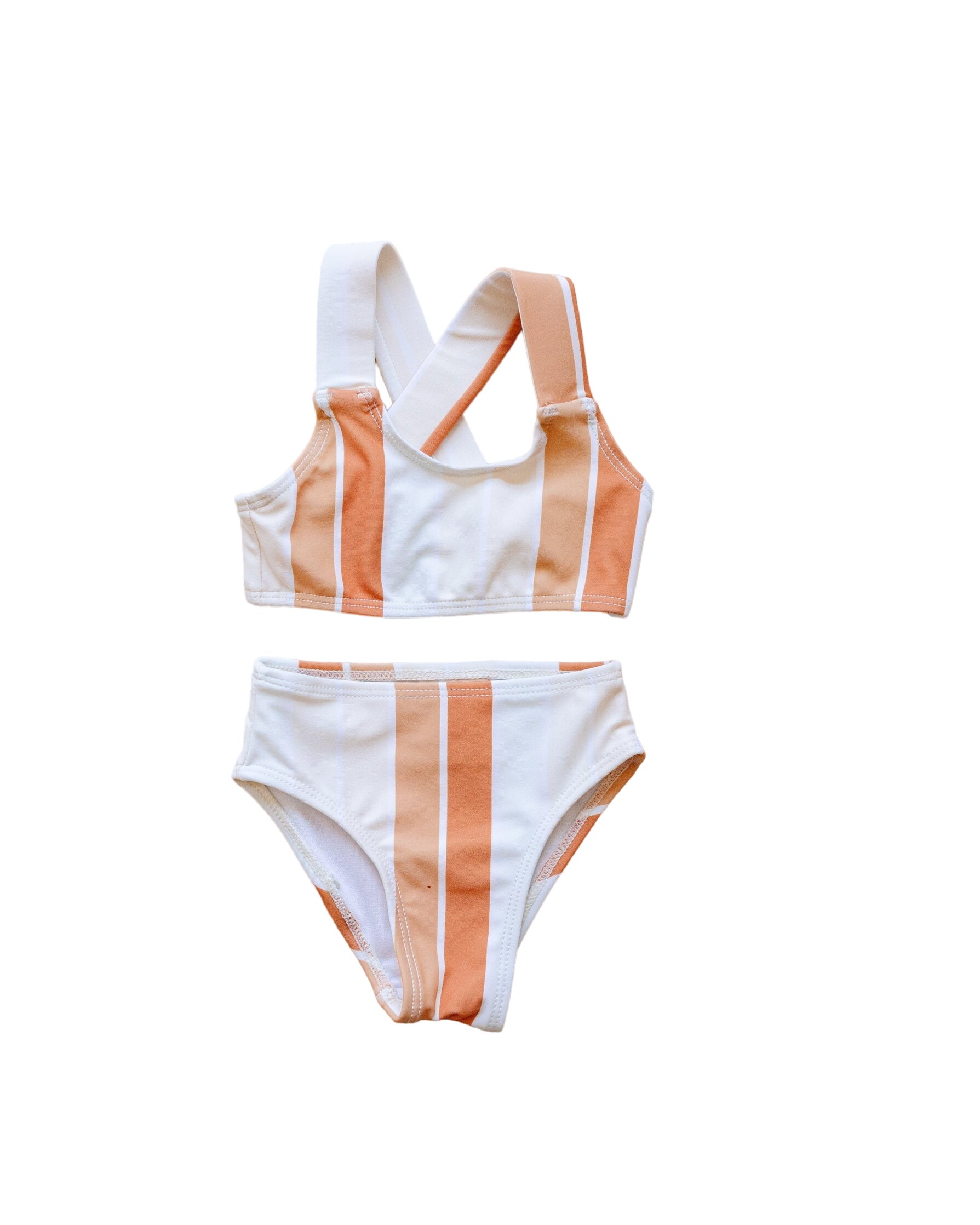 Girl's Basic Bikini | Retro Stripe