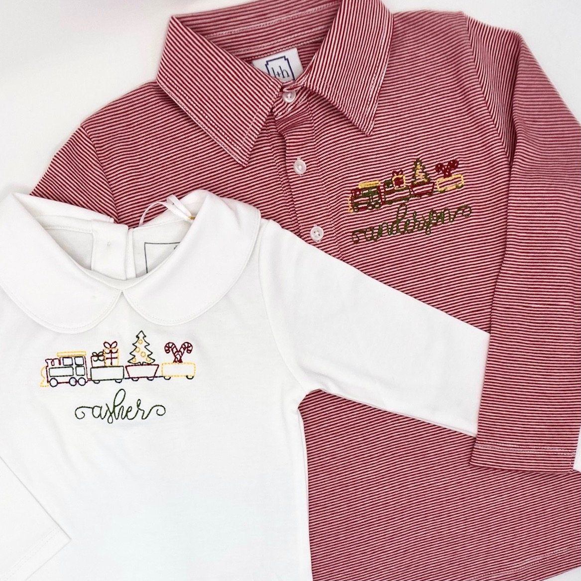 Finn Pima Cotton Long Sleeve Polo Golf Shirt For Boys- Red Stripes