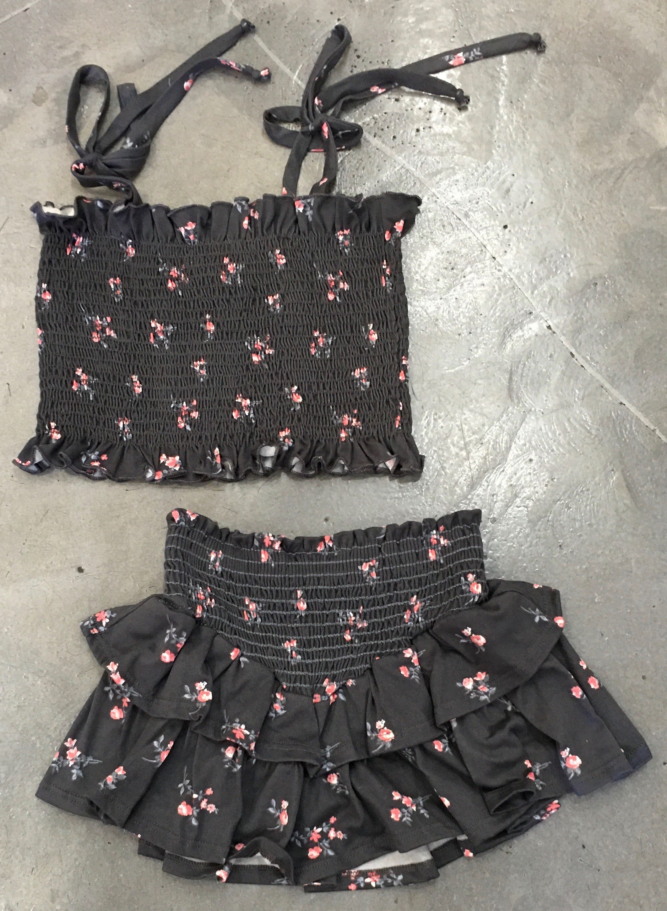 Tweenstyle - Charcoal Floral Smock Top