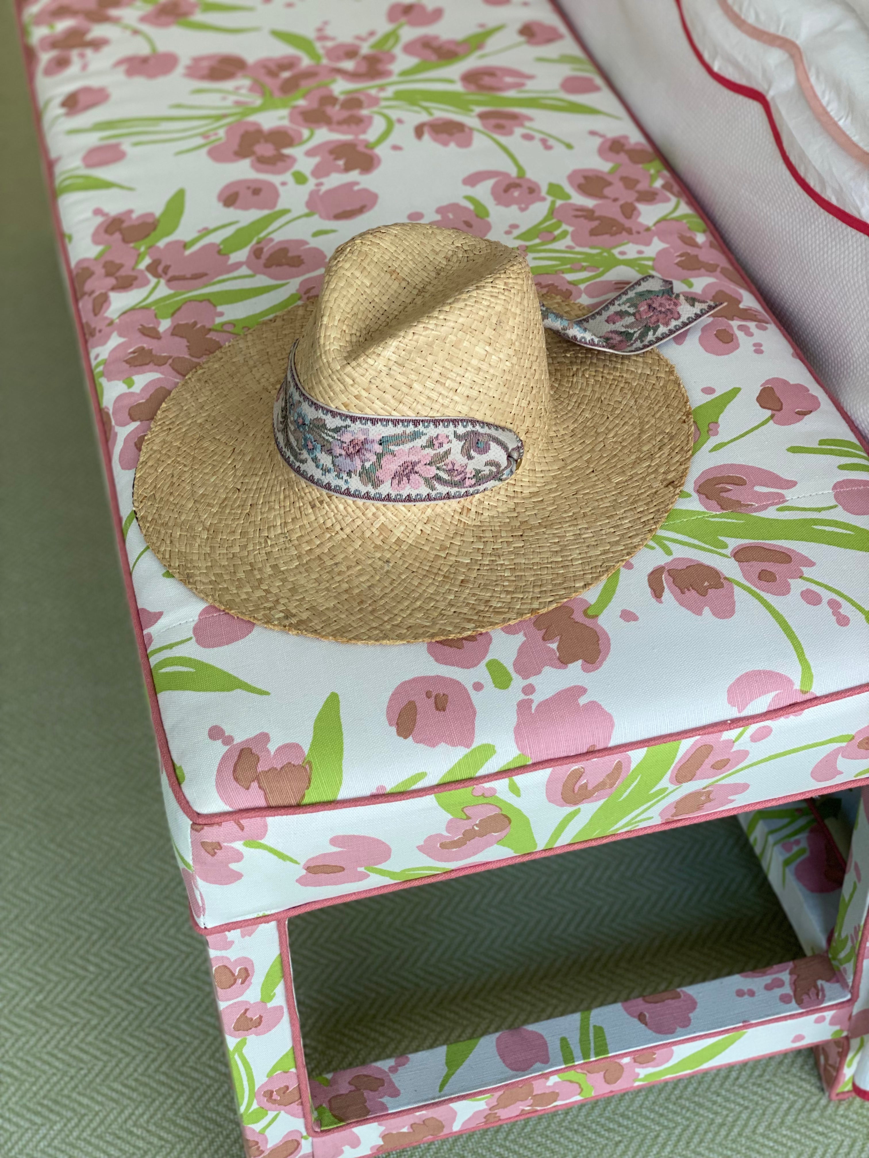 Oleander Sun Hat - Vintage Aubergine Lily Tapestry Ribbon