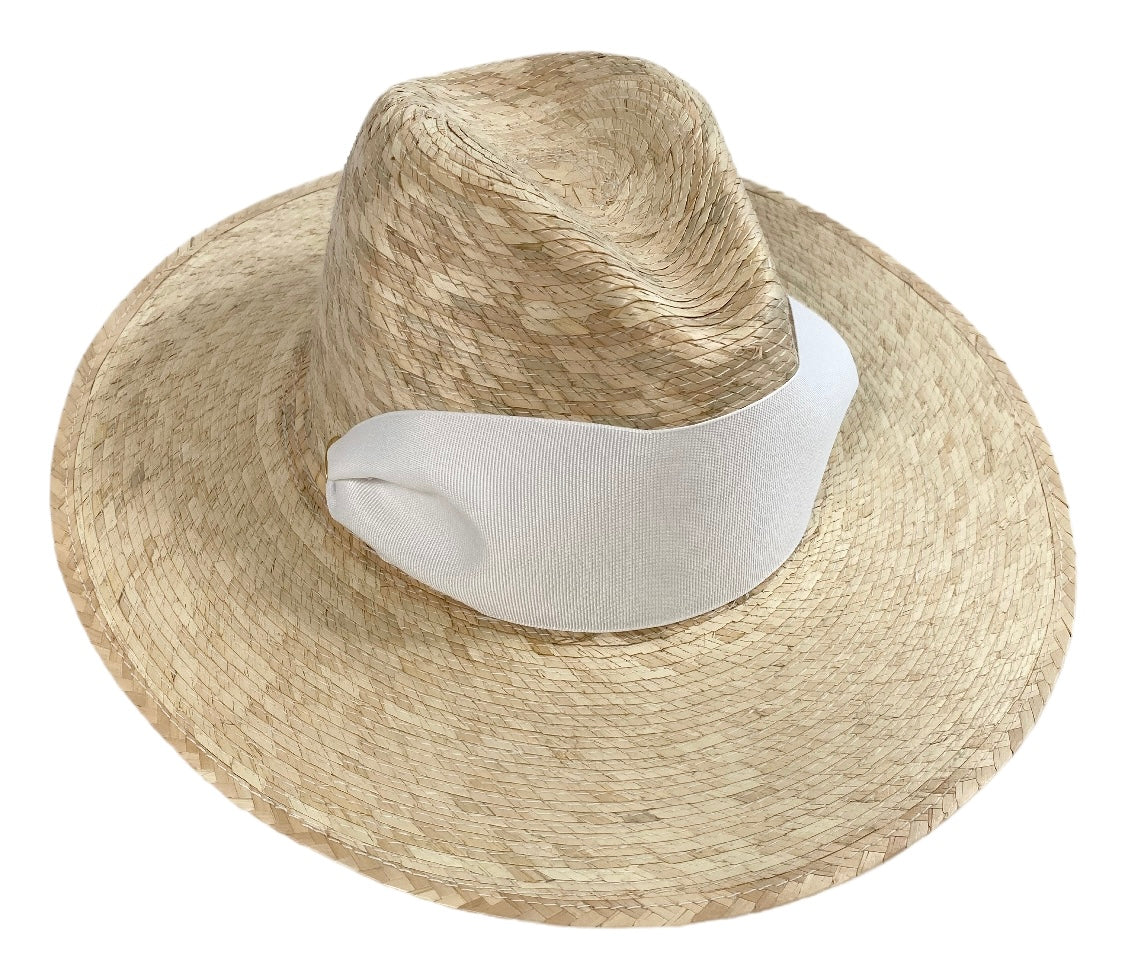 Zinnia Sun Hat - White Wide & Short Tennis & Croquet Ribbon