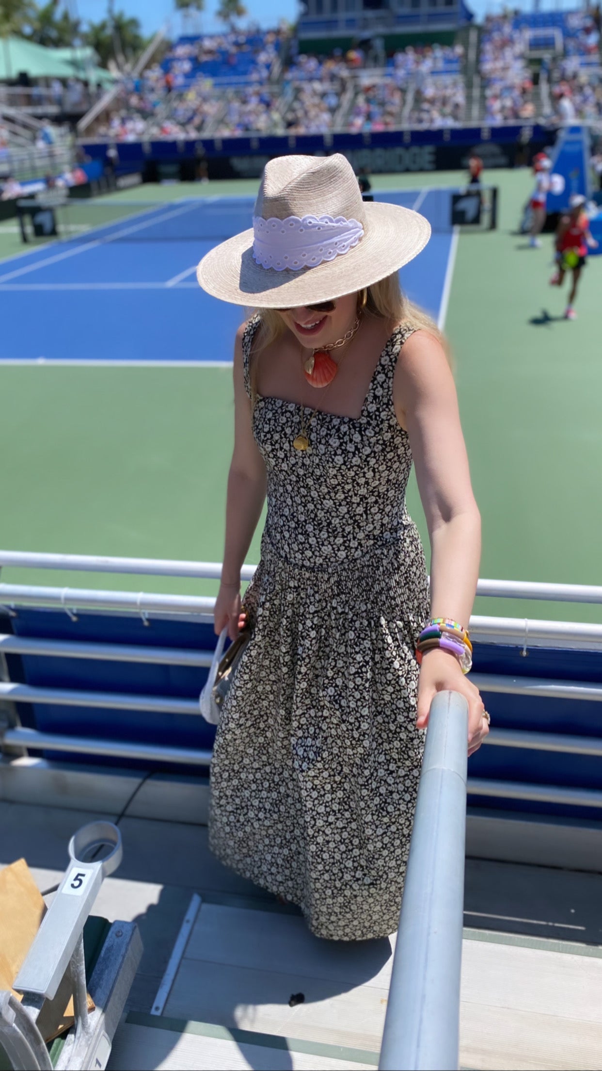 Zinnia Sun Hat - White Wide & Short Tennis & Croquet Ribbon