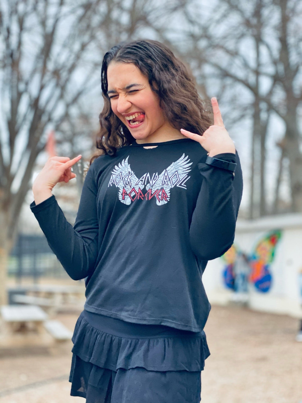 Tweenstyle - Long Sleeve Distressed Tee - Black