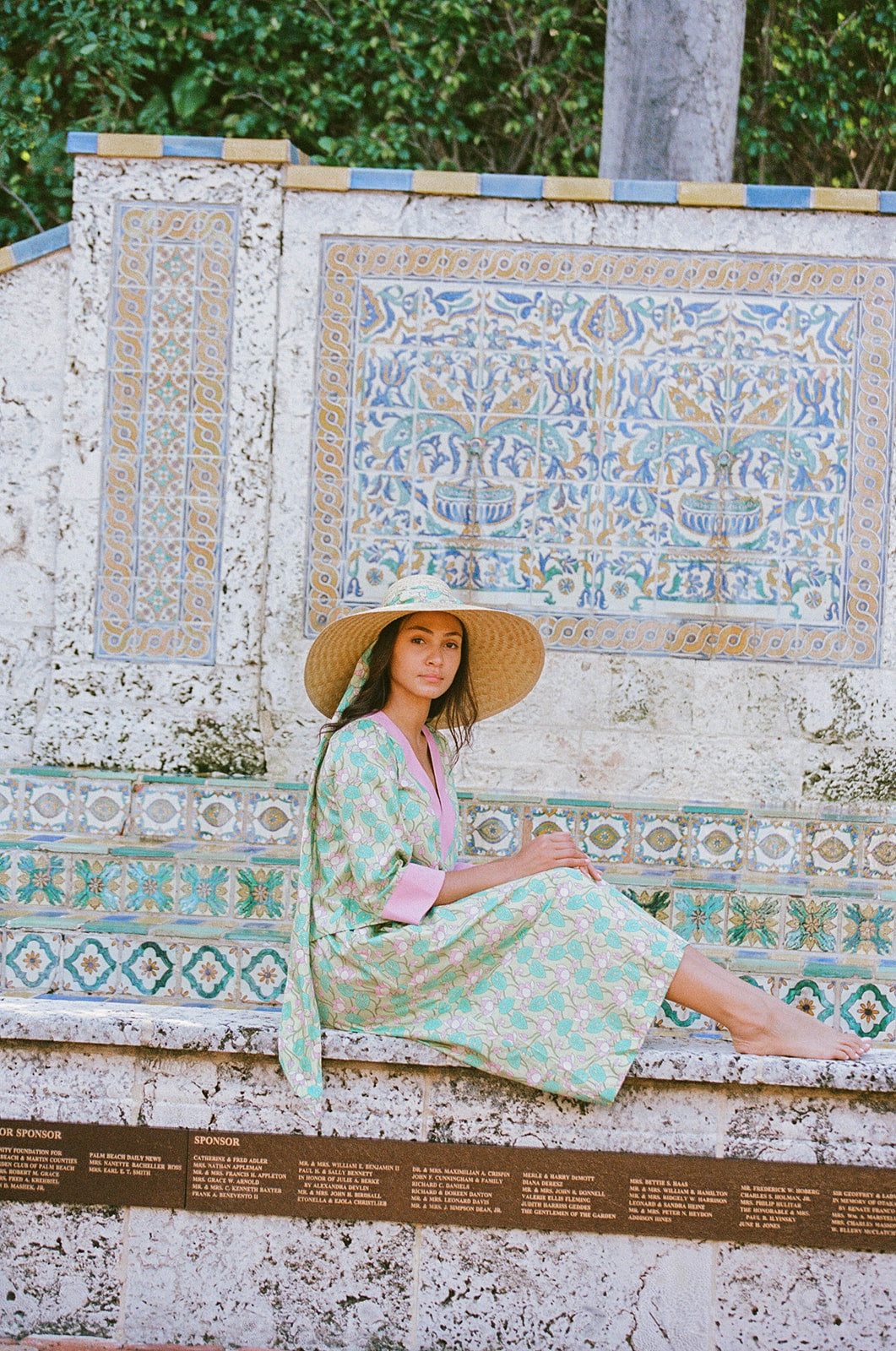 Geranium Sun Hat - Long Coral Grosgrain Ribbon