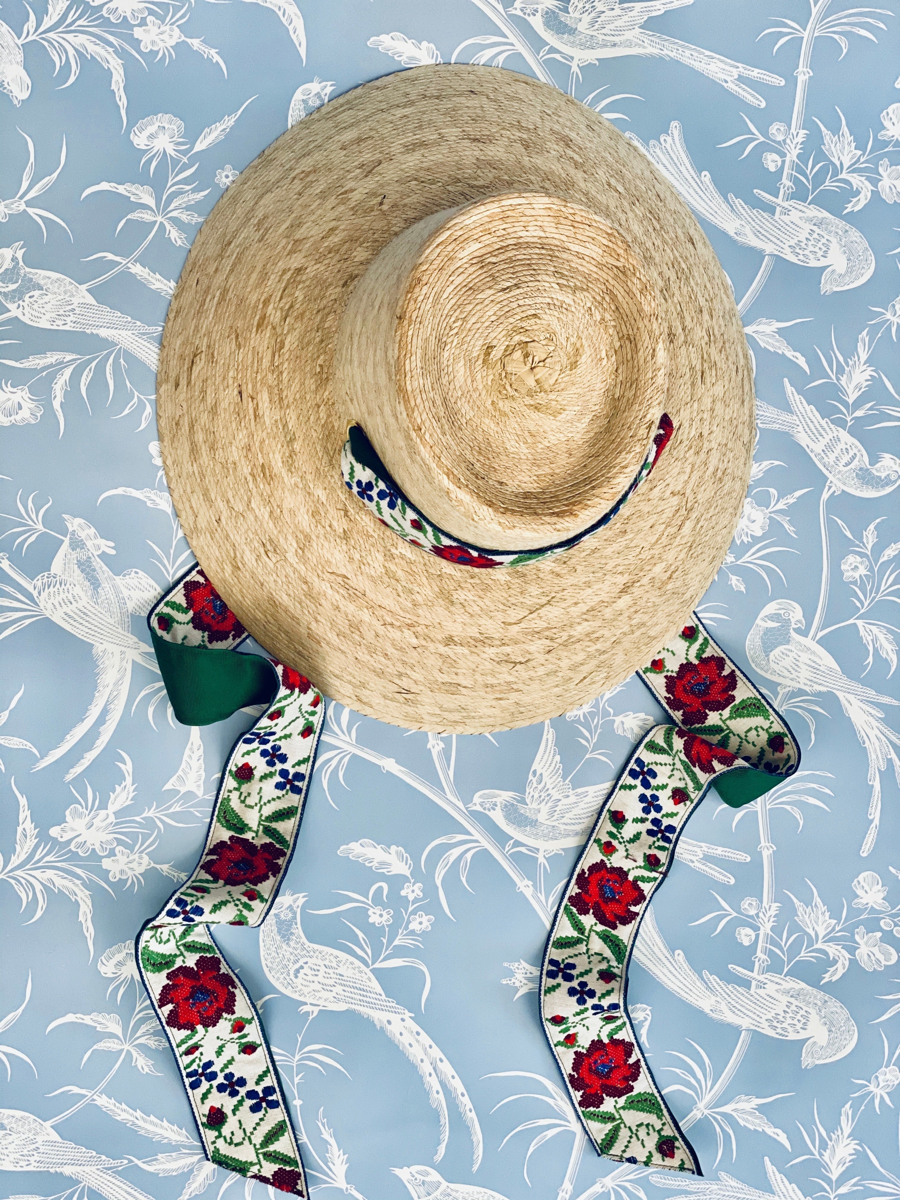 Wildflower Sun Hat - Masters Green Wide & Short Grosgrain Ribbon