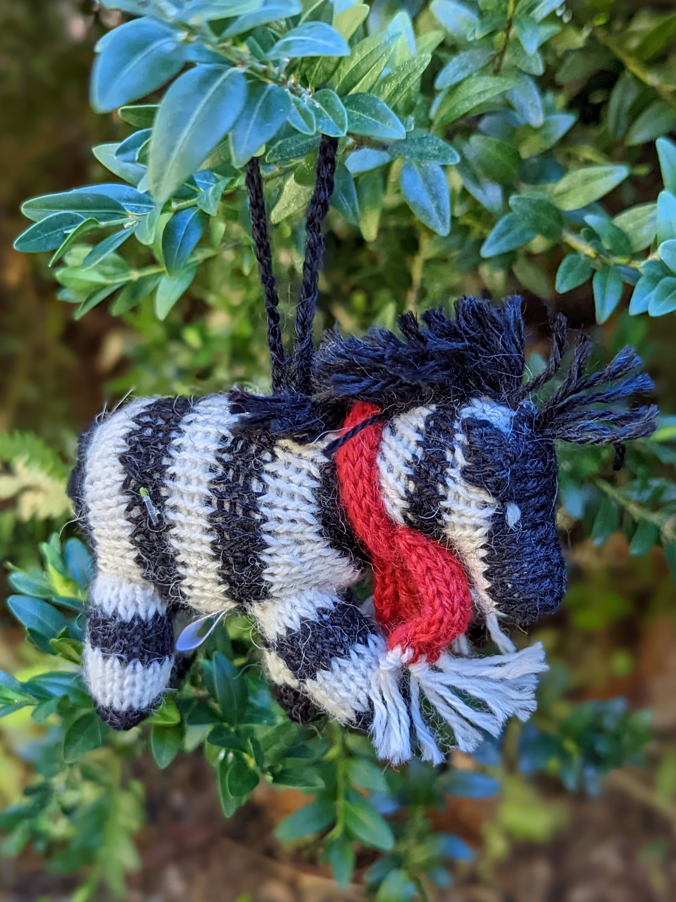Softie Zebra With Scarf Ornament