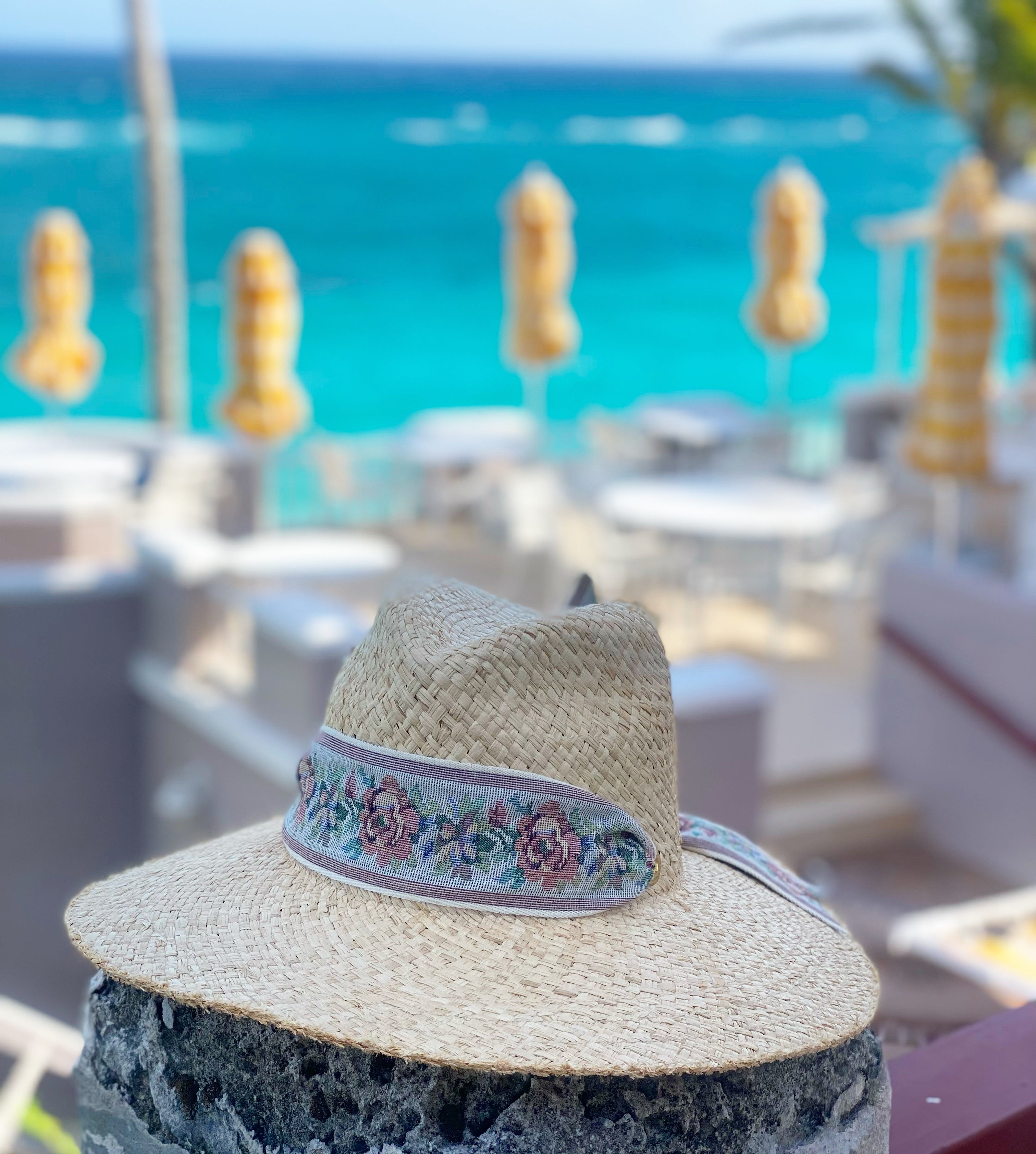 Oleander Sun Hat - Antique Eyelet Lace Ribbon