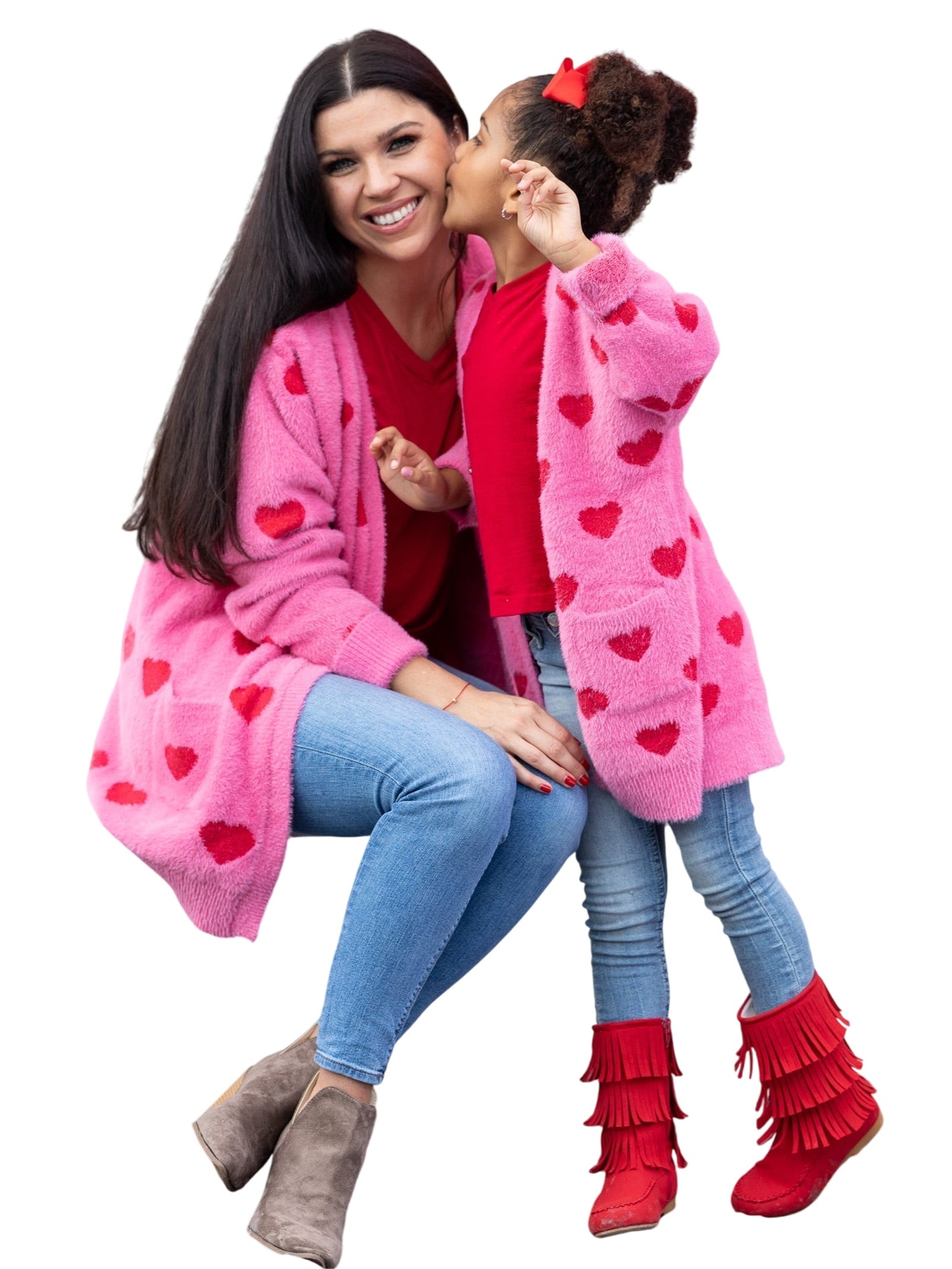 Mommy And Me I Love You Lots Oversized Heart Cardigan