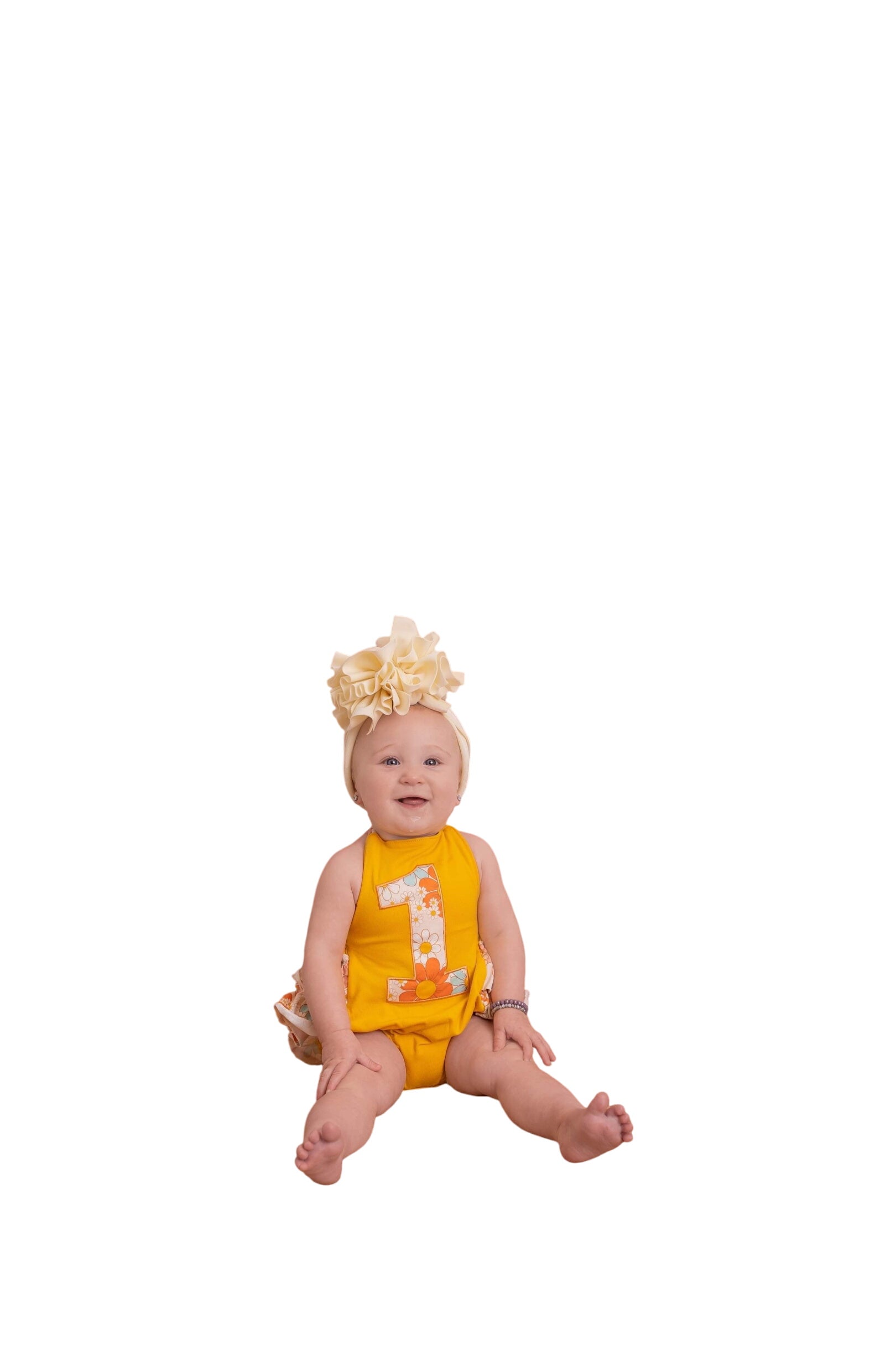 Retro Floral First Birthday Romper