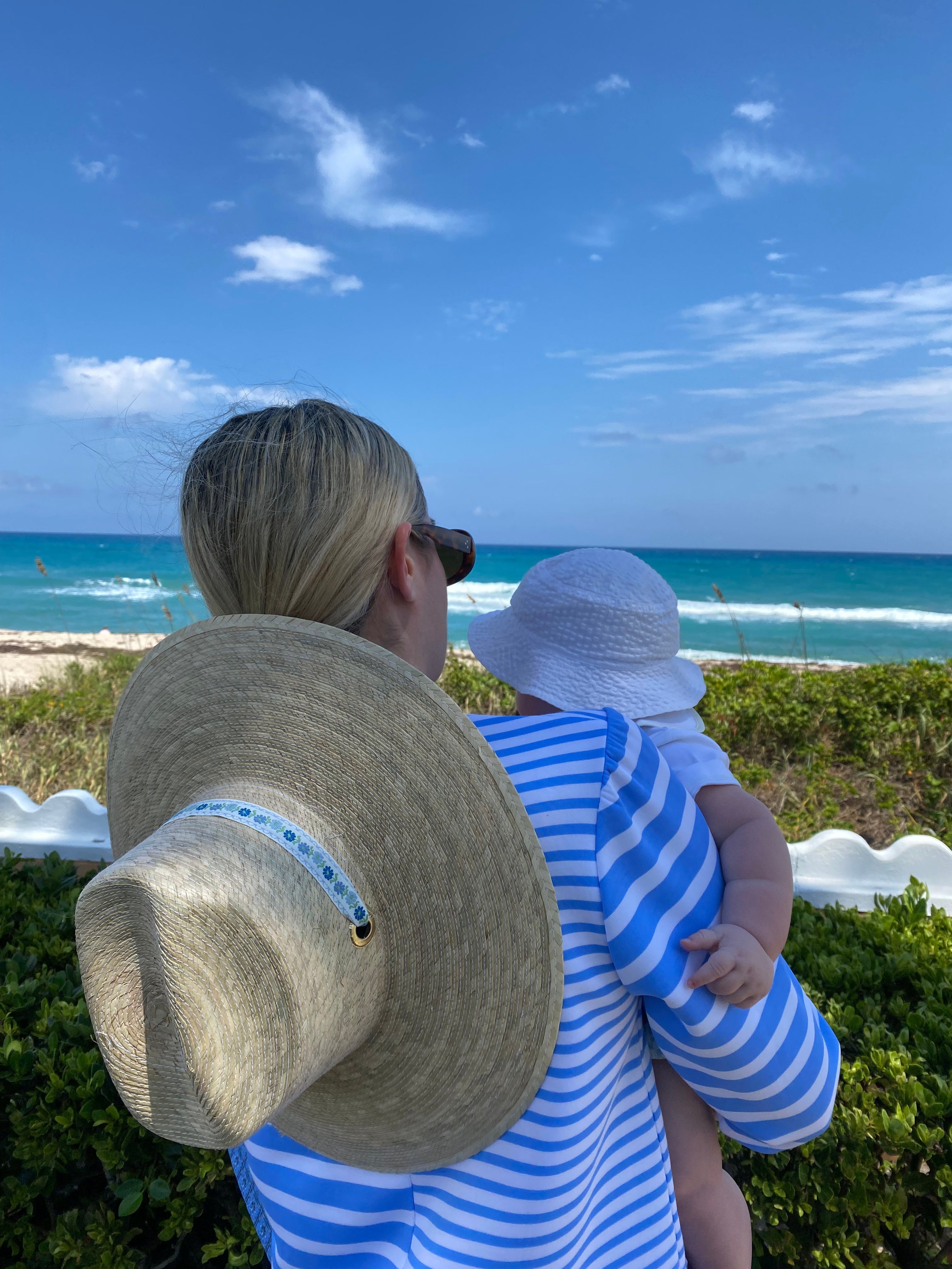 Hollyhock Sun Hat -  Long Navy Grosgrain Ribbon