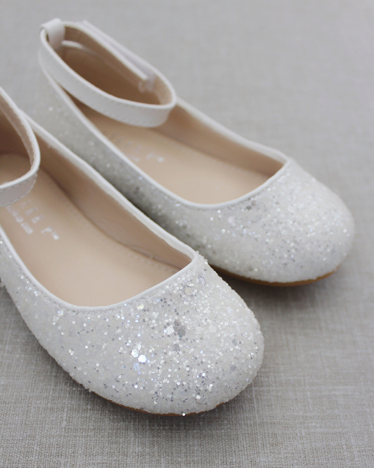 Rock Glitter Ballet Flats With Velcro Ankle Strap