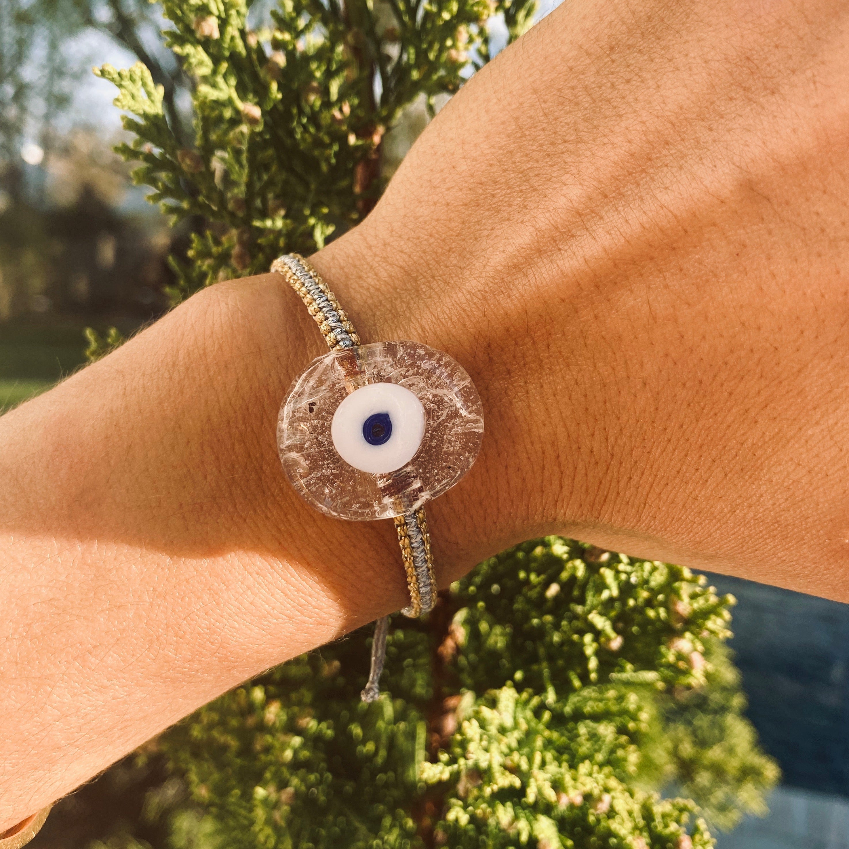 Transparent Murano Evil Eye Bracelet