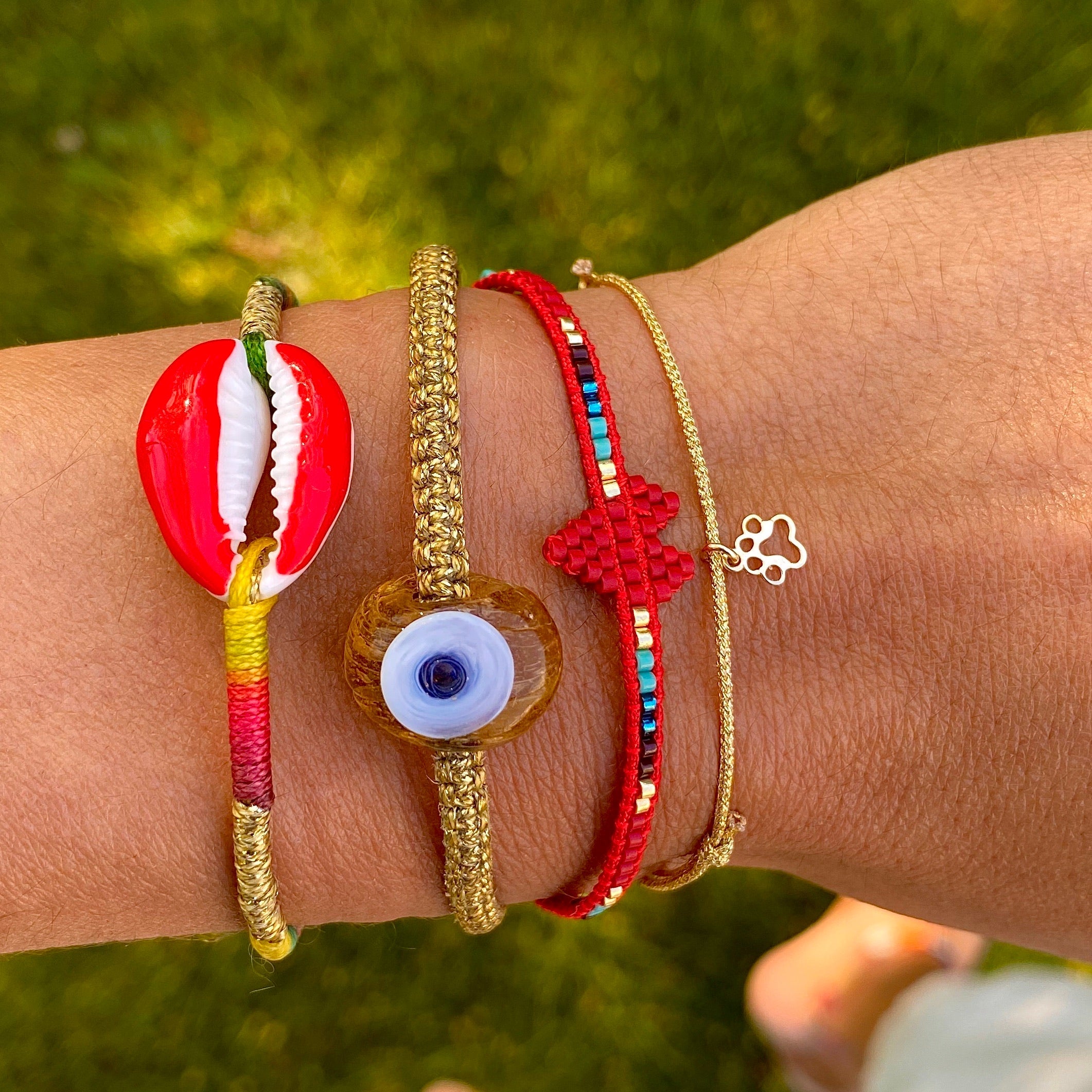 Mini Caramel Glass Evil Eye Bracelet