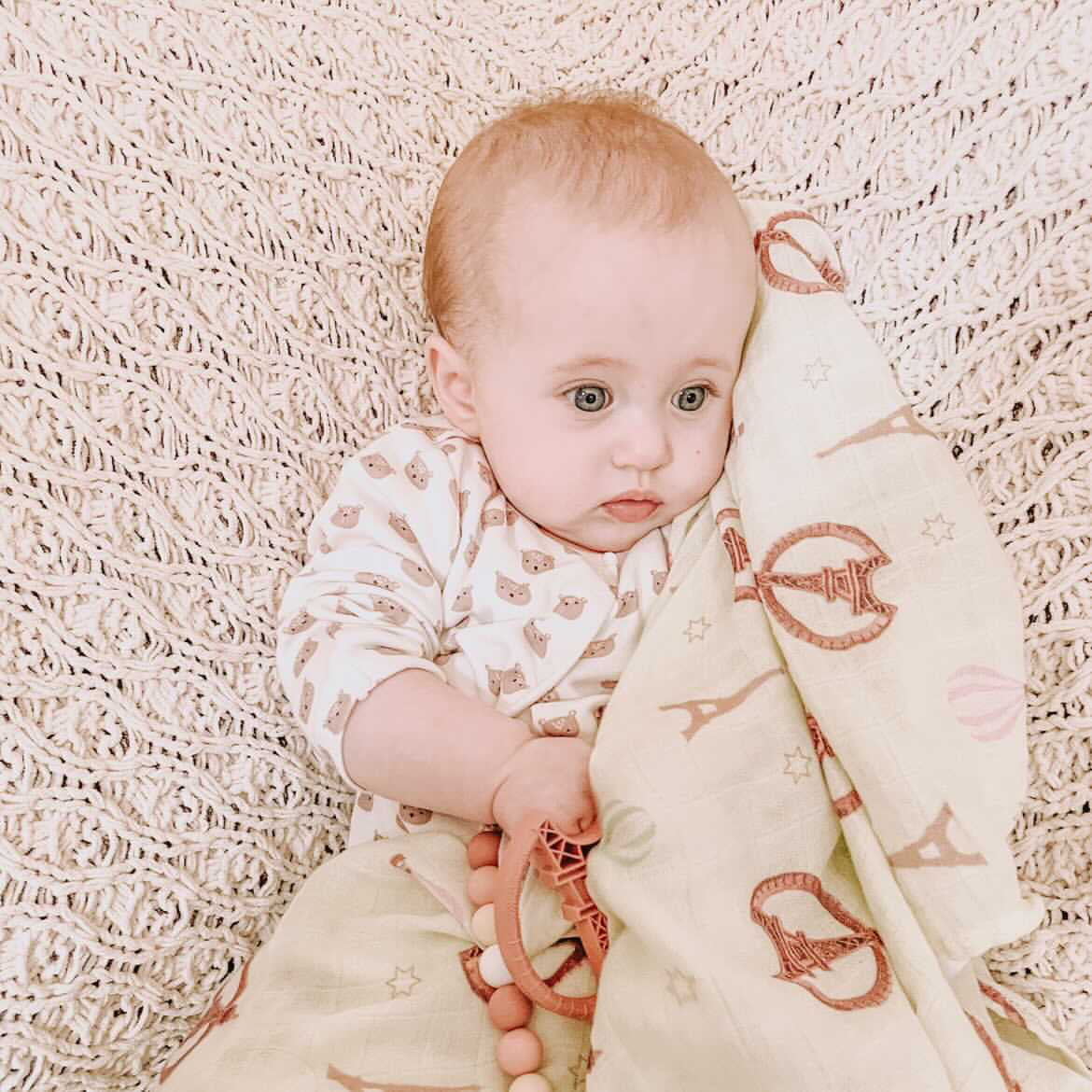Paris Themed Baby Blanket - Organic Cotton Receiving Blanket By