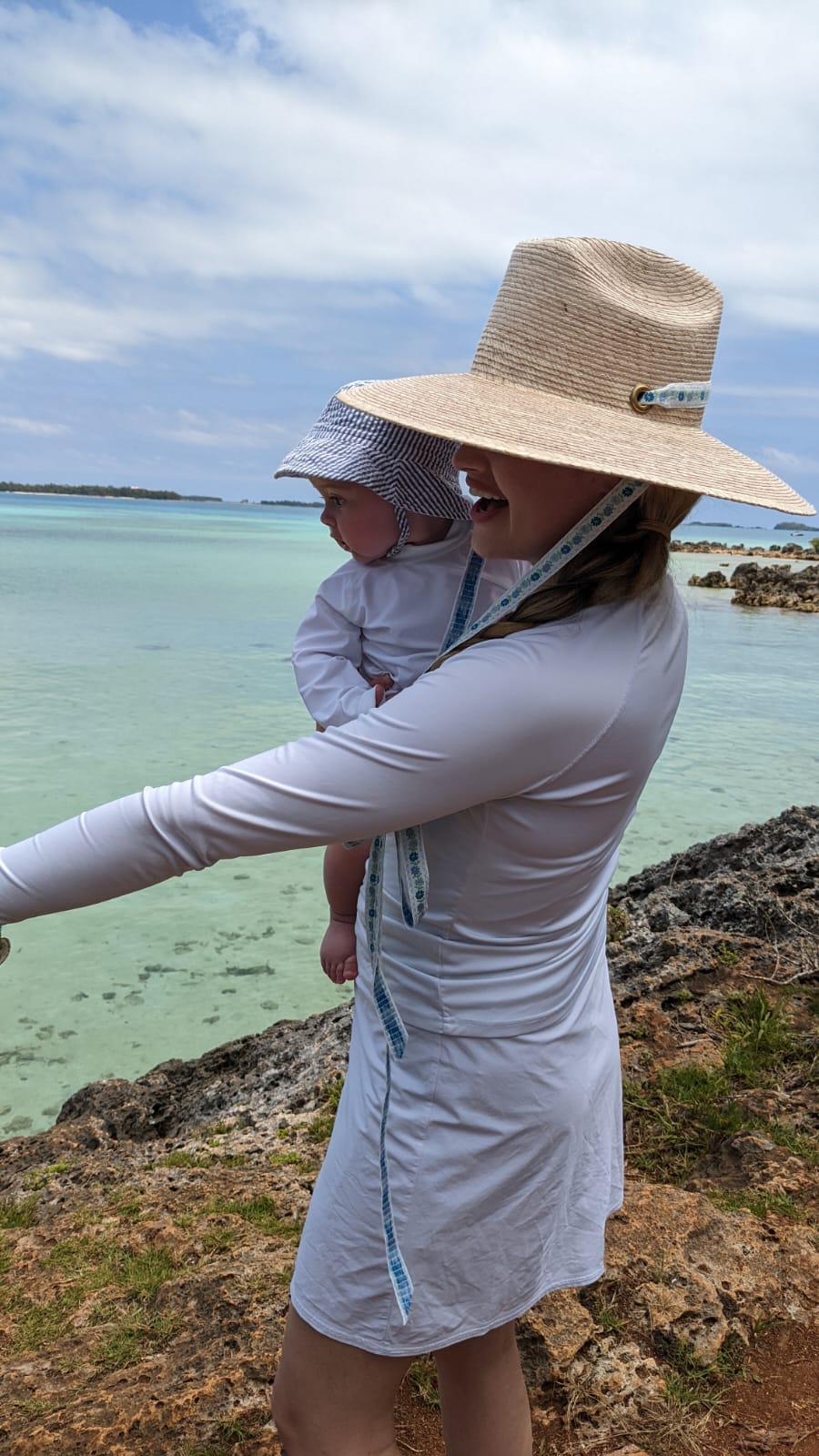 Hollyhock Sun Hat -  White Long Grosgrain Ribbon