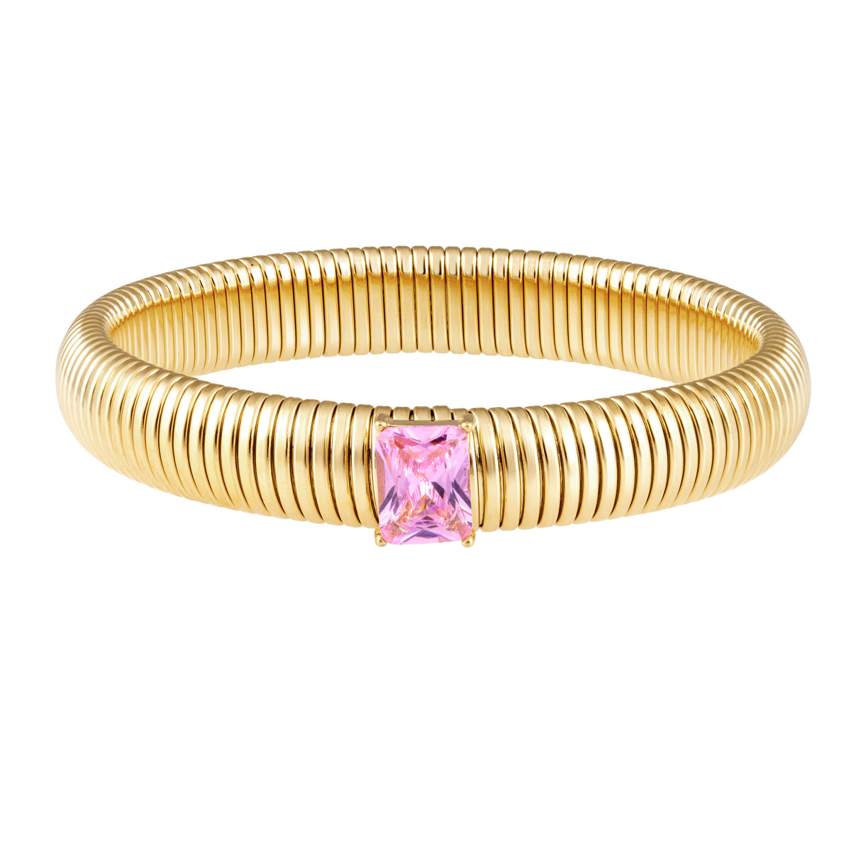 Serenity Pink Cz Gold Bracelet