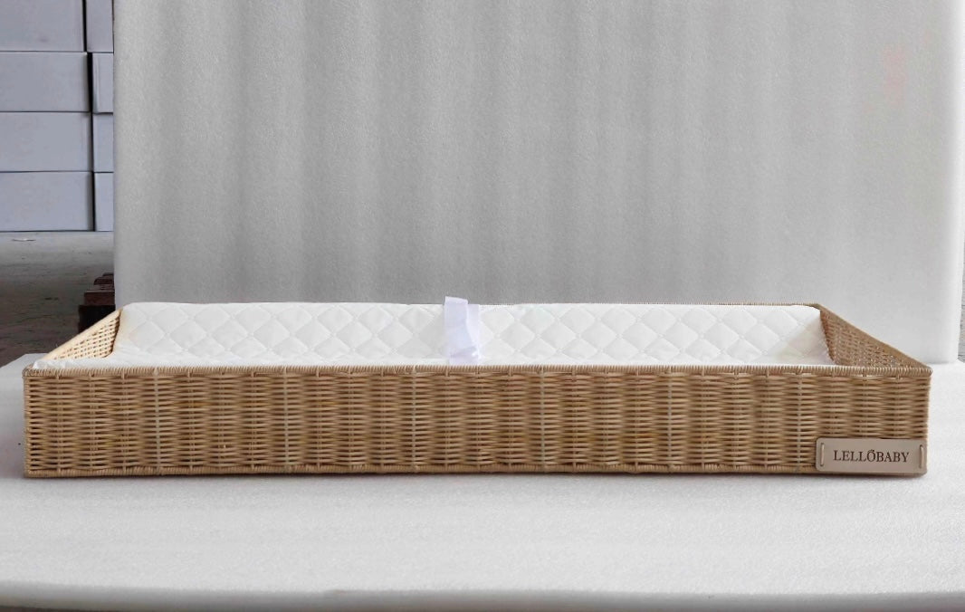 Lellobaby™ X Hampton Baby-  Rattan Wicker Changing Tray Premier