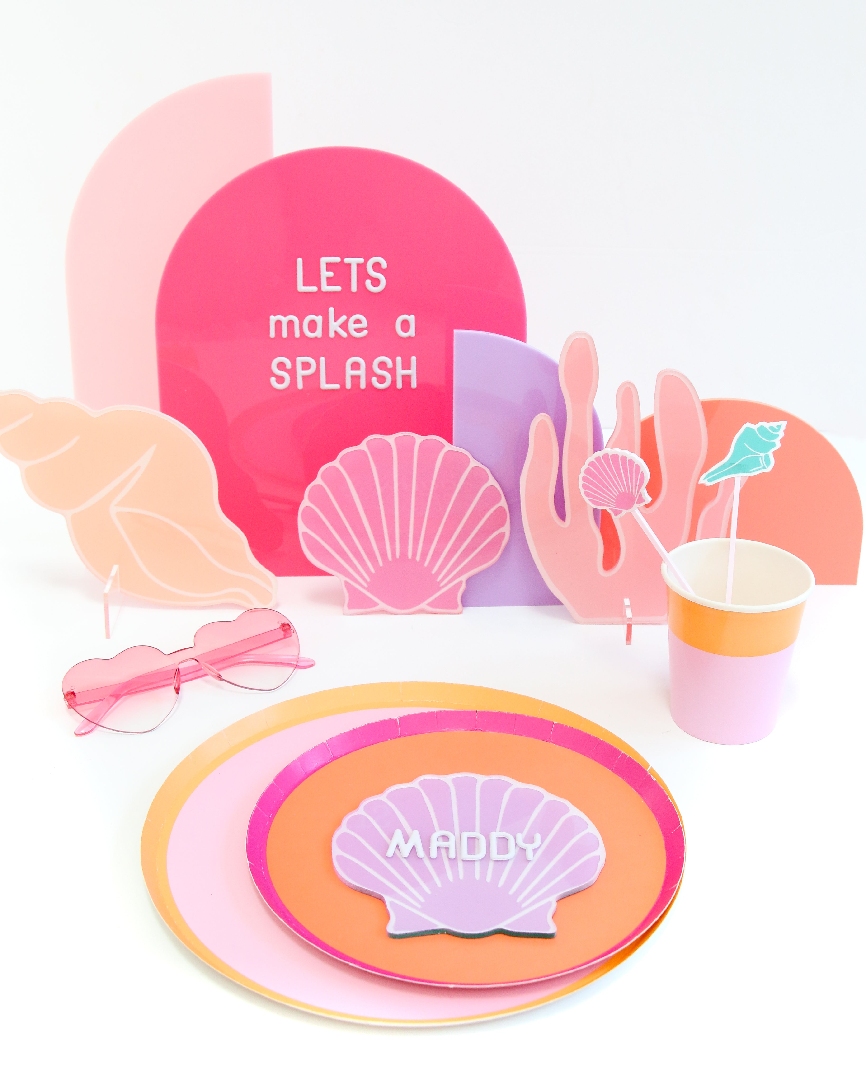 Pink And Coral Acrylic Party Decor Stands