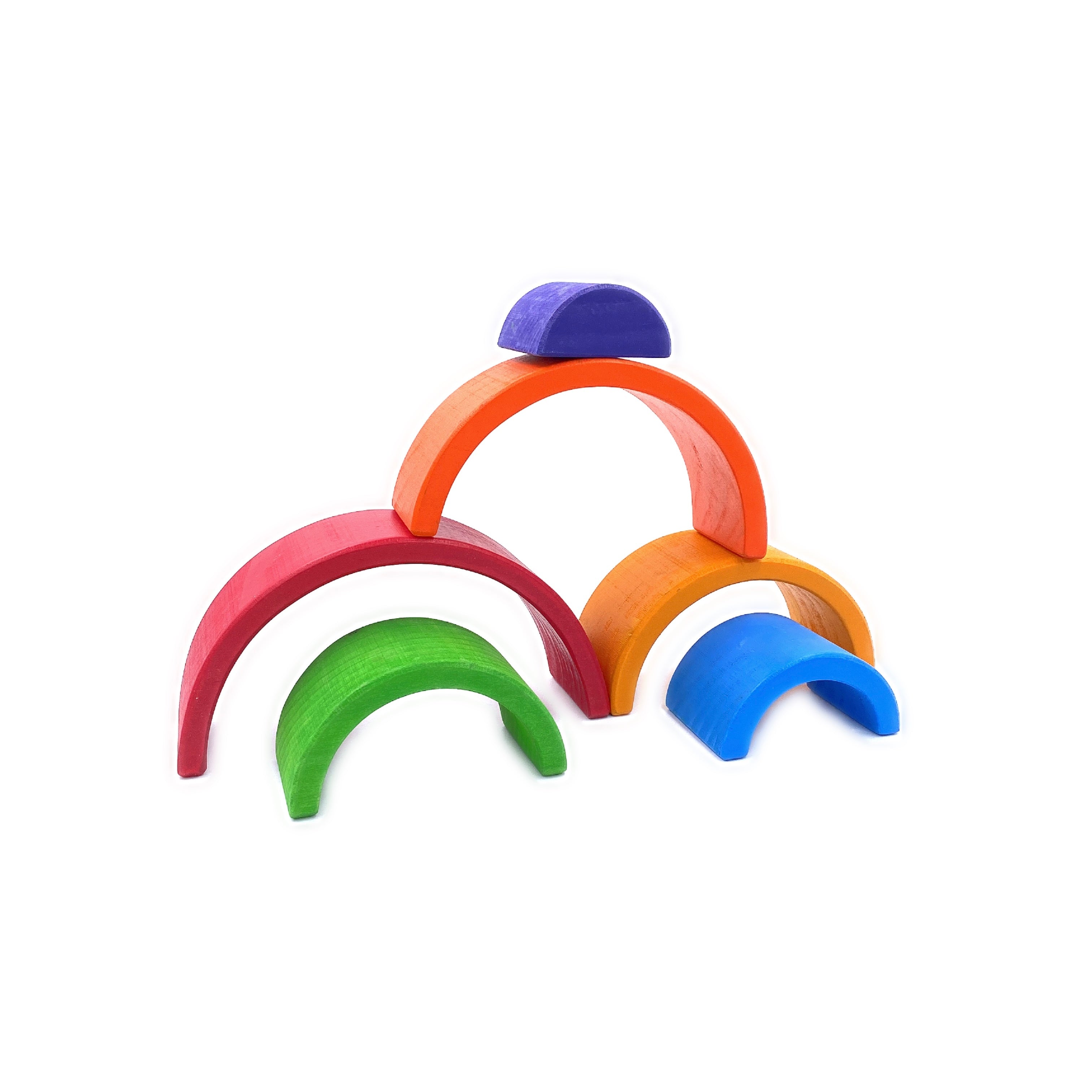 6 Pcs Small Rainbow Stacking Blocks In Primary Colors