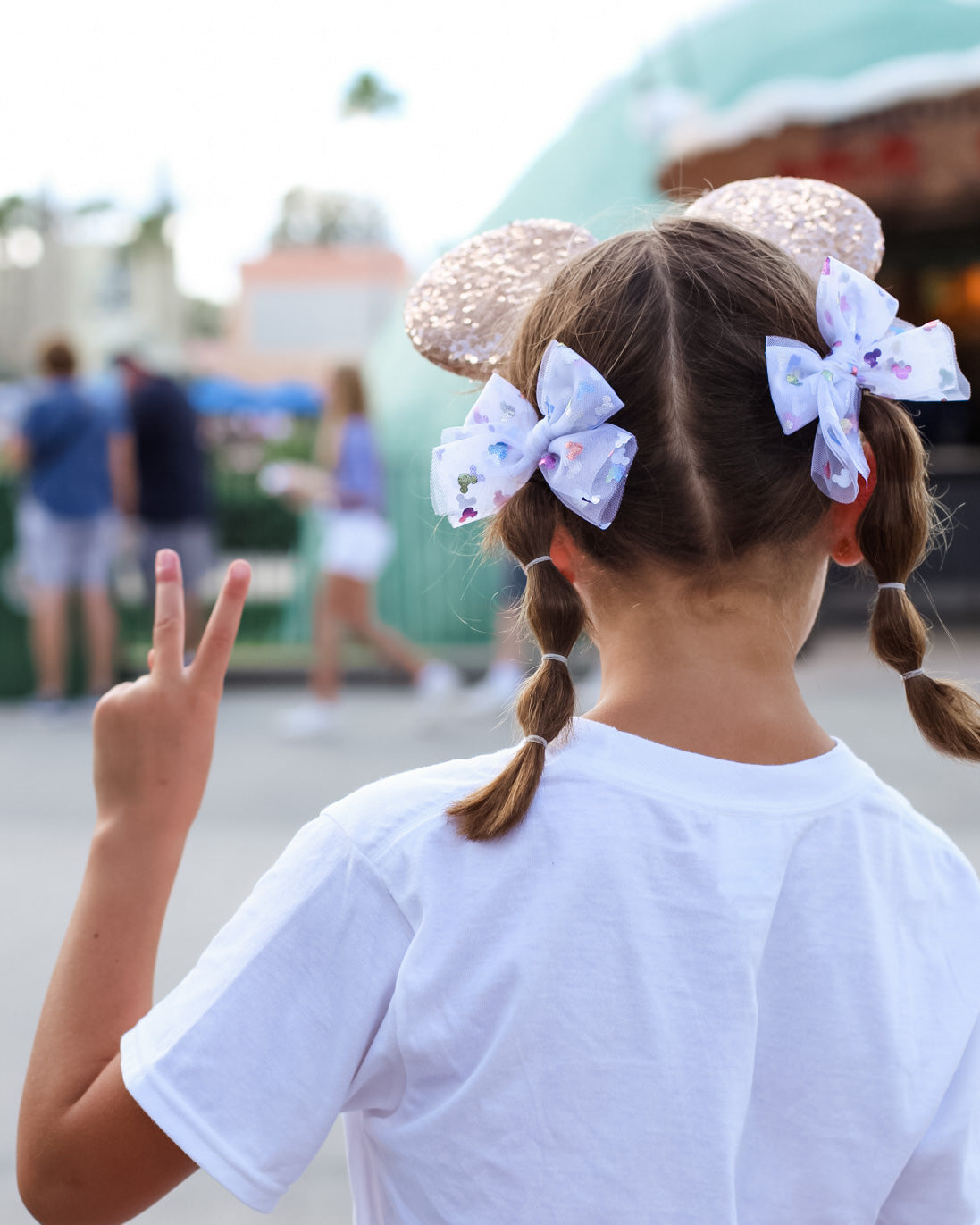 Bibbidi Bobbidi - White | Tulle Bow - Pigtail Set