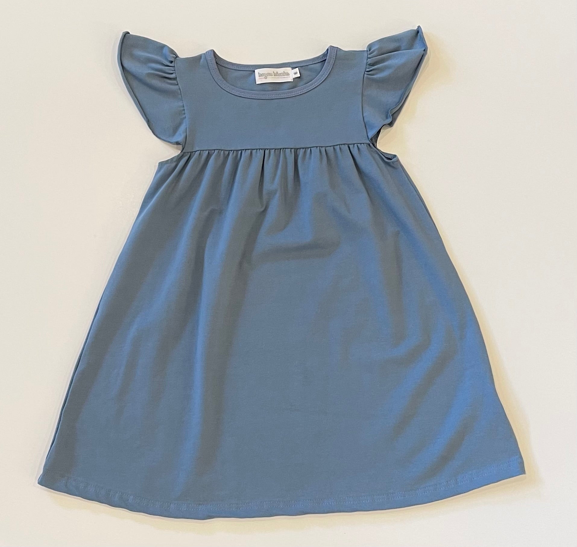 Flutter Sleeve Dress—slate Blue