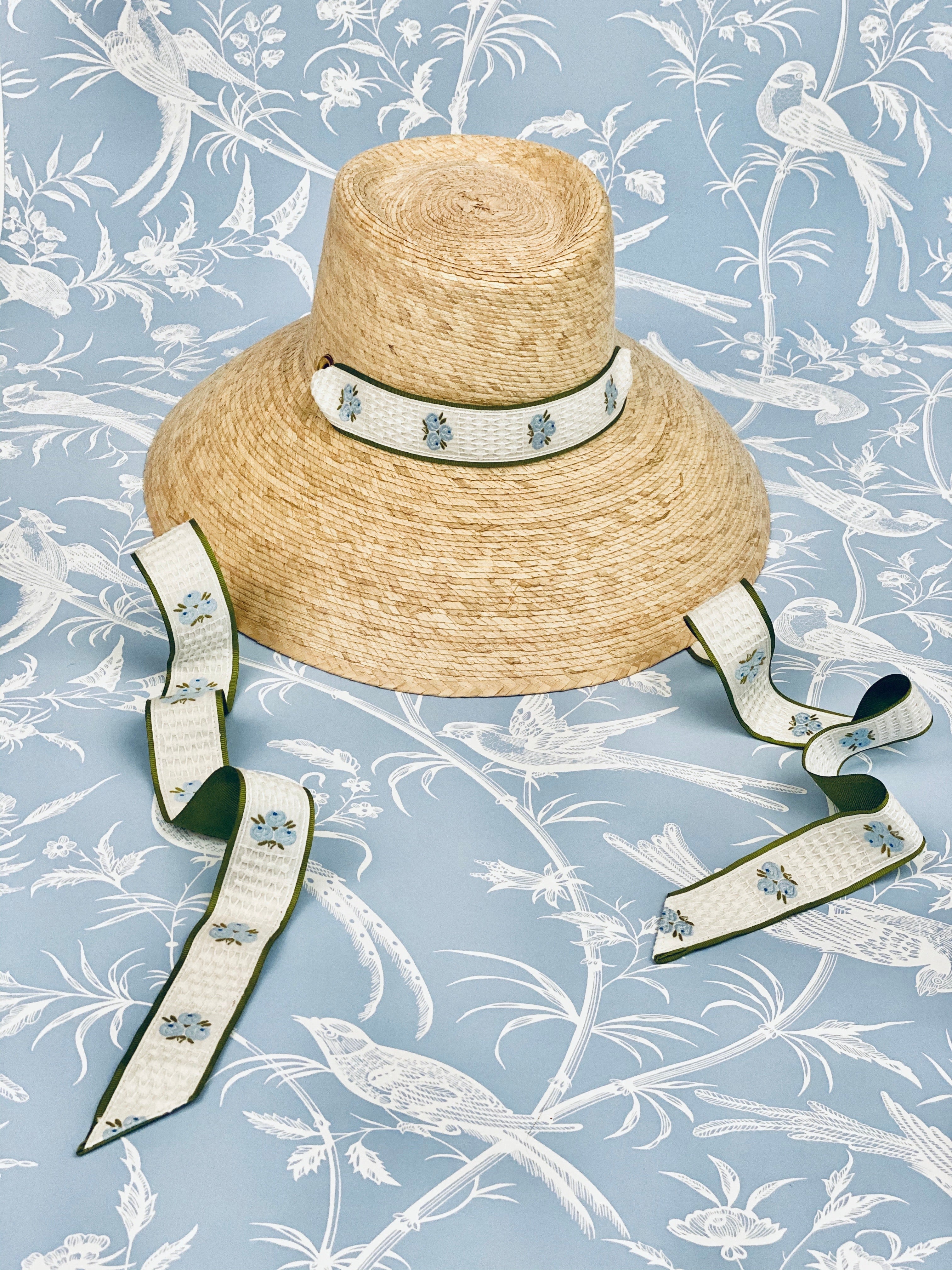 Wildflower Sun Hat - French Blue Long Grosgrain Ribbon