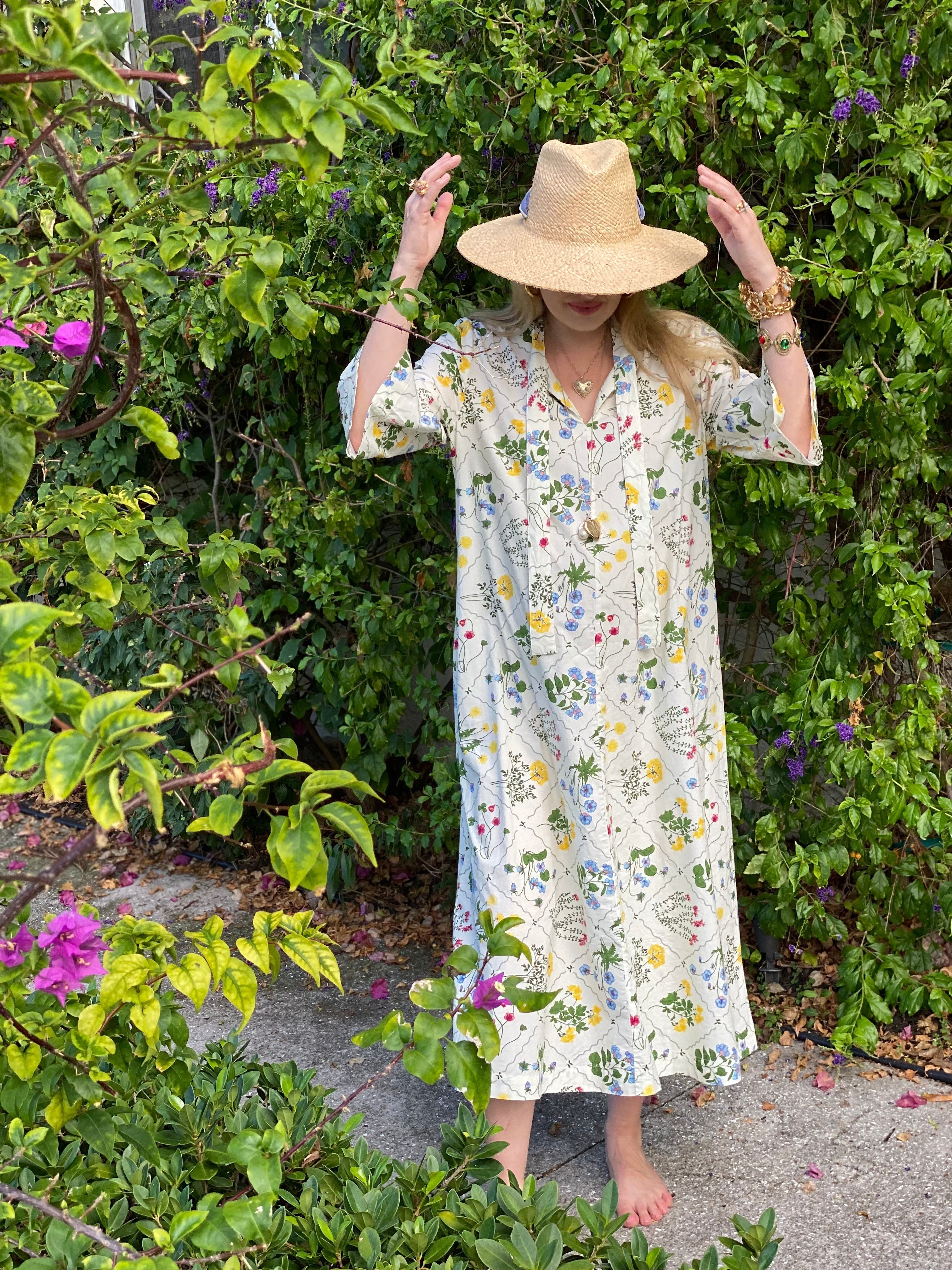 Oleander Sun Hat - Vintage Aubergine Lily Tapestry Ribbon