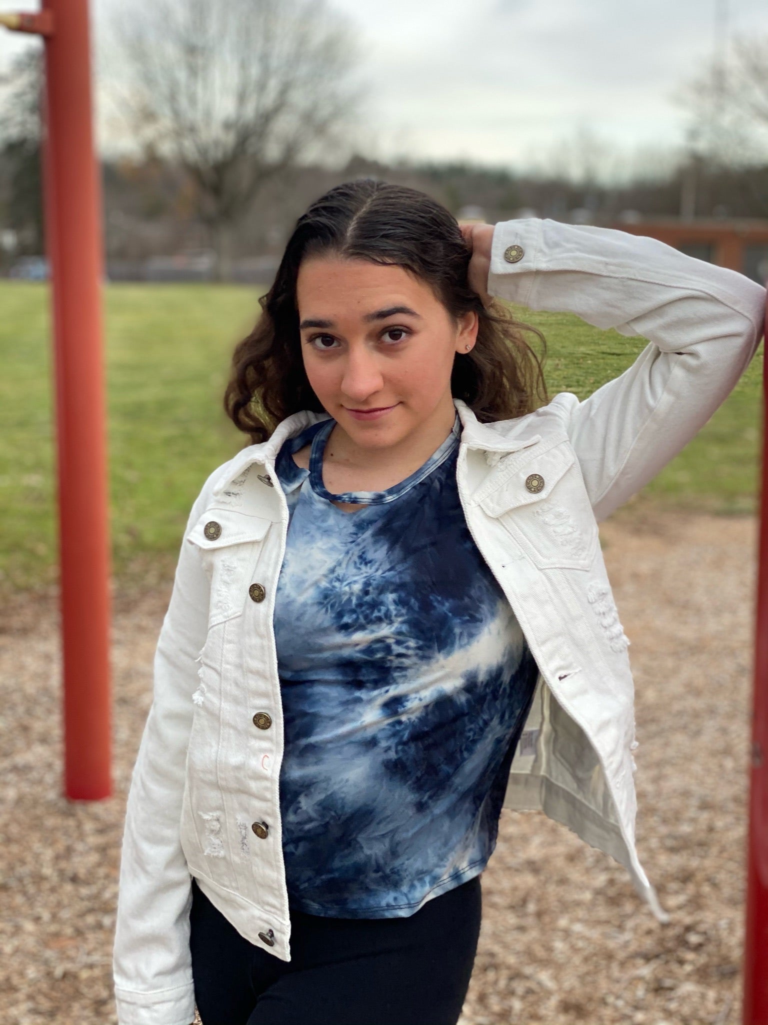 Tweenstyle - Navy Tie Dye Long Sleeve Distressed Tee