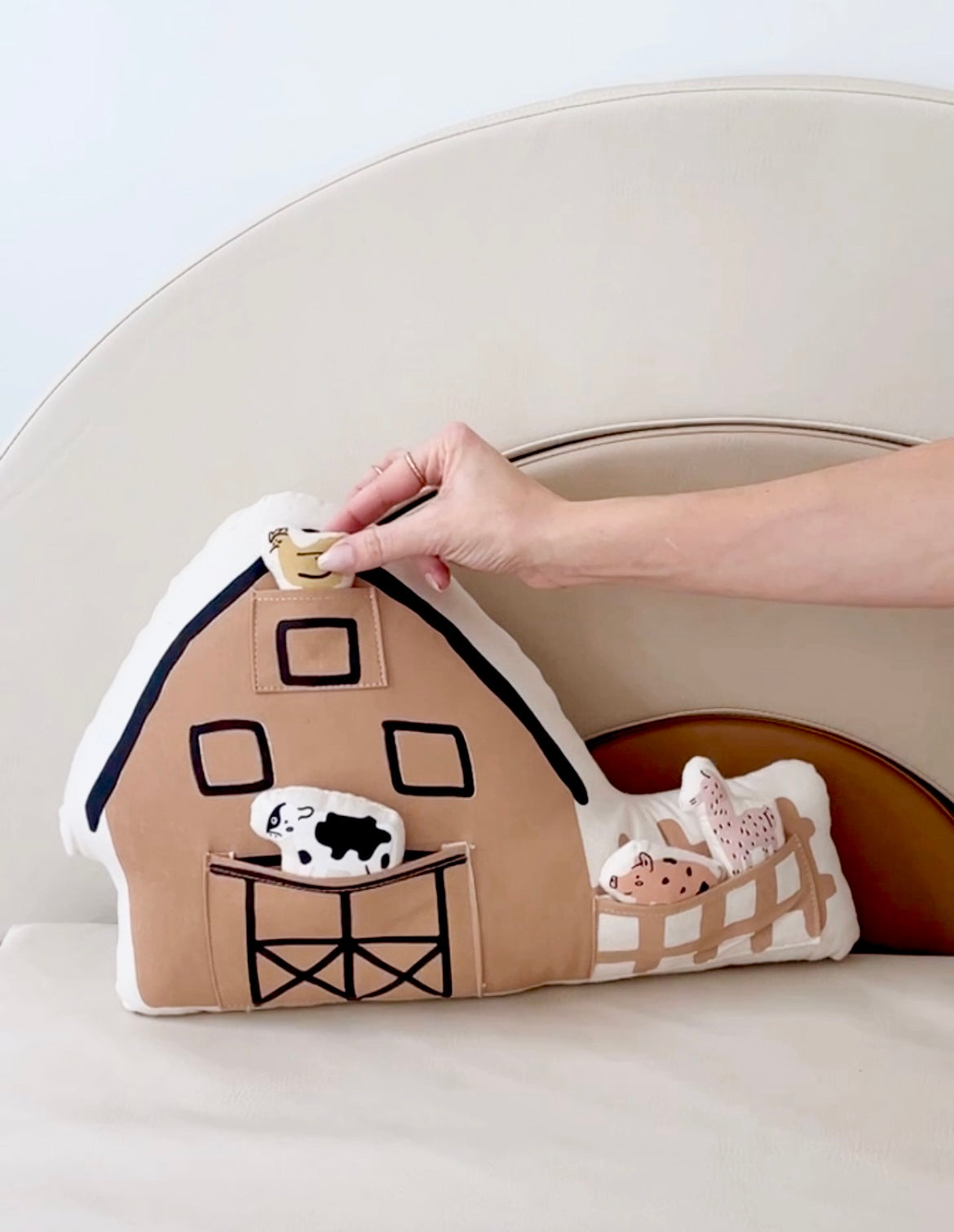 Interactive Farmhouse + Animal Pillow