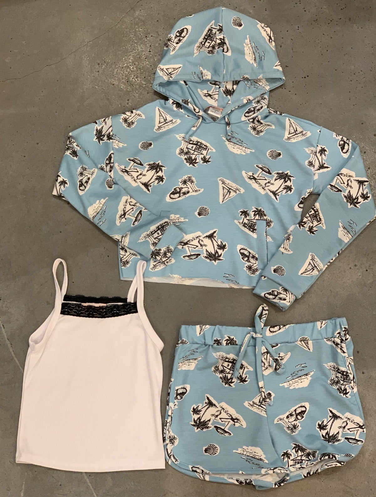 Tweenstyle - Blue Palm Print Pullover Hoodie