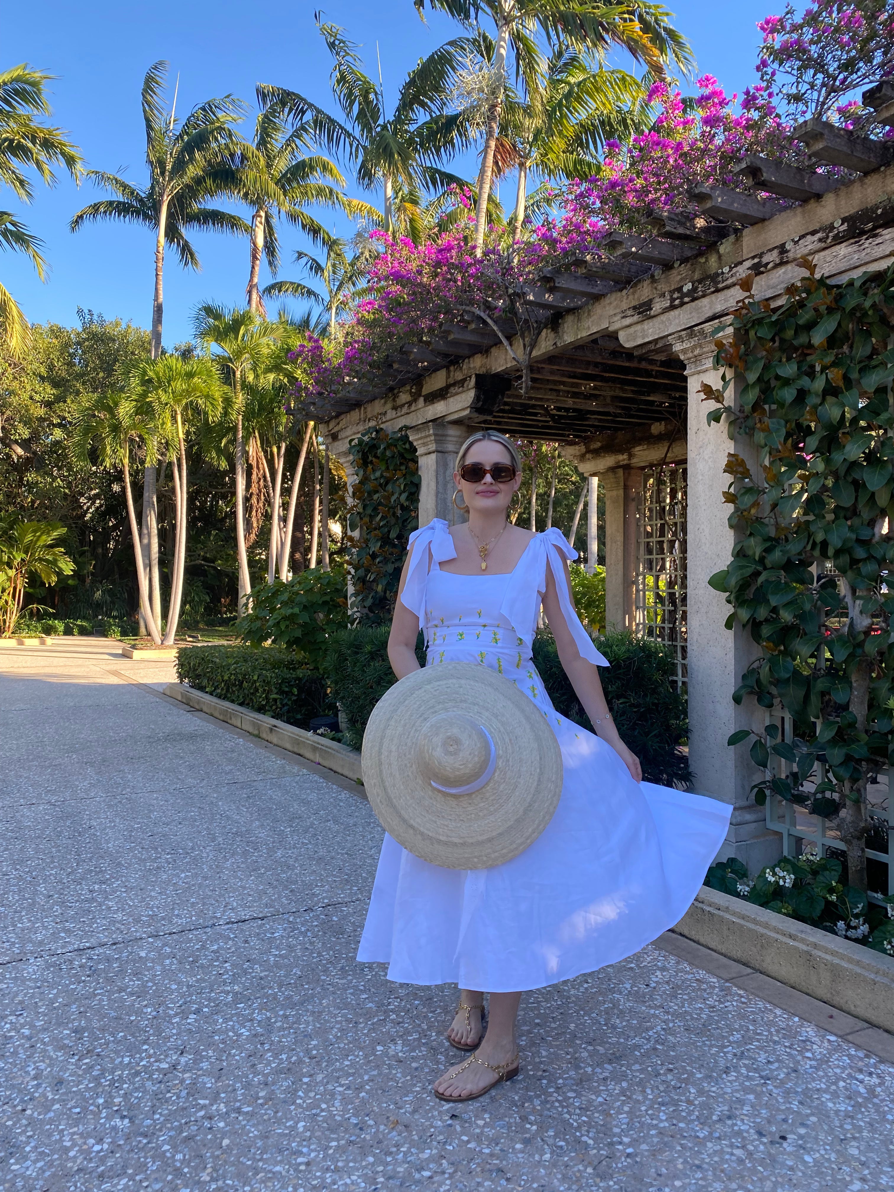 Daisy Sun Hat - Wide & Short Black Grosgrain Ribbon